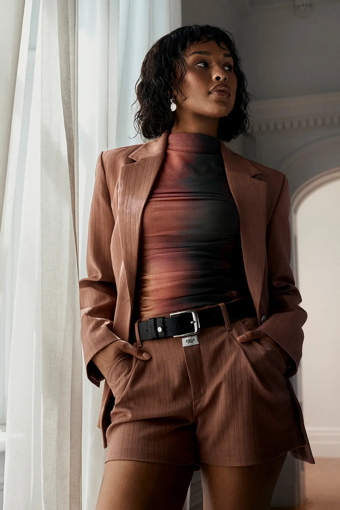 Short tailleur rose-marron | Brooklyn JOELLE Collection