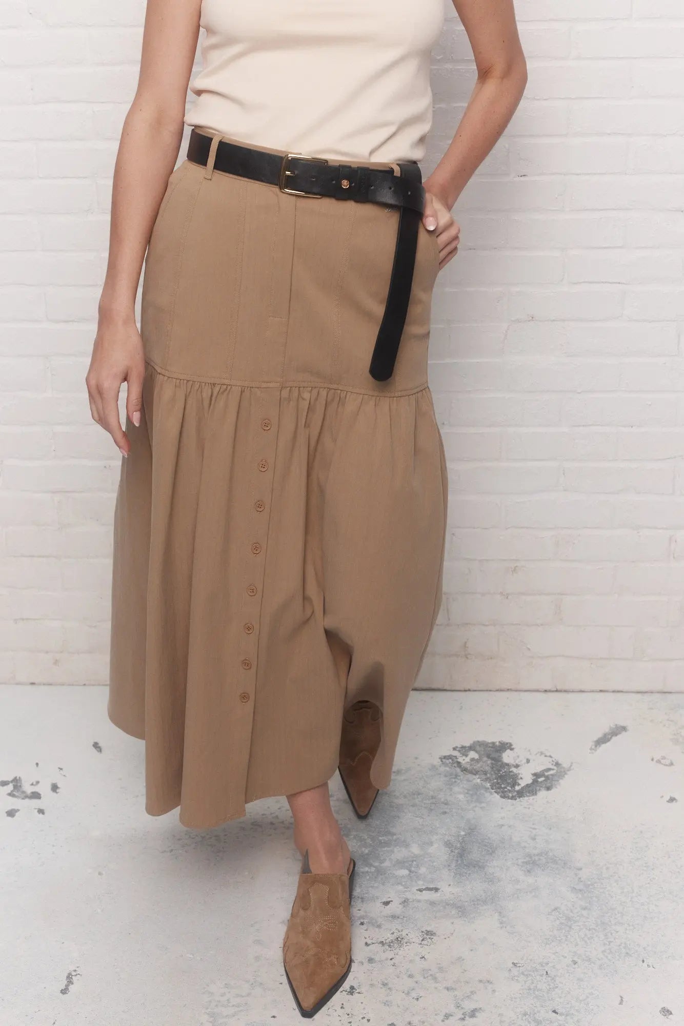 Jupe longue sable | Jimmy JOELLE Collection