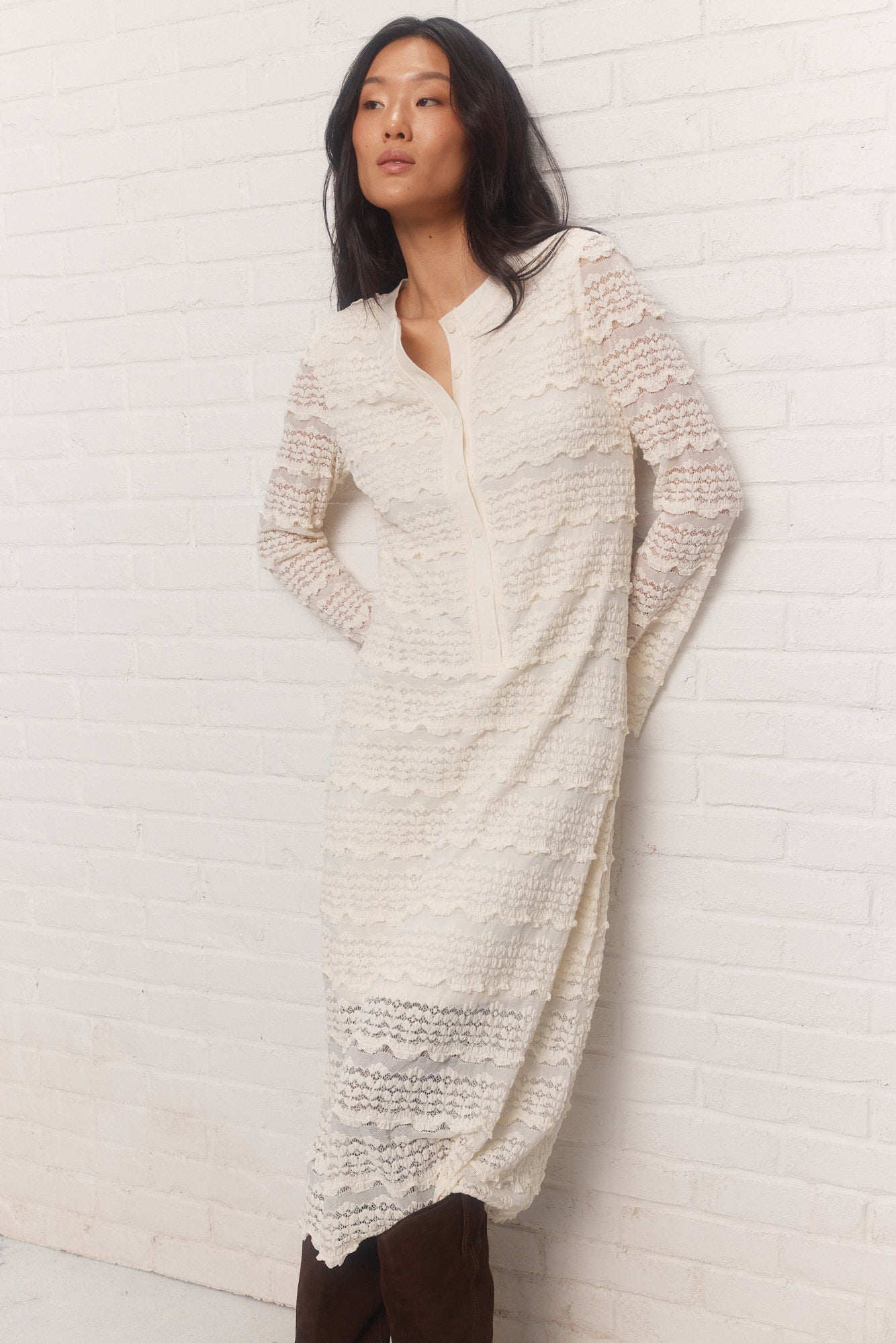 Lattice | Robe crème en dentelle