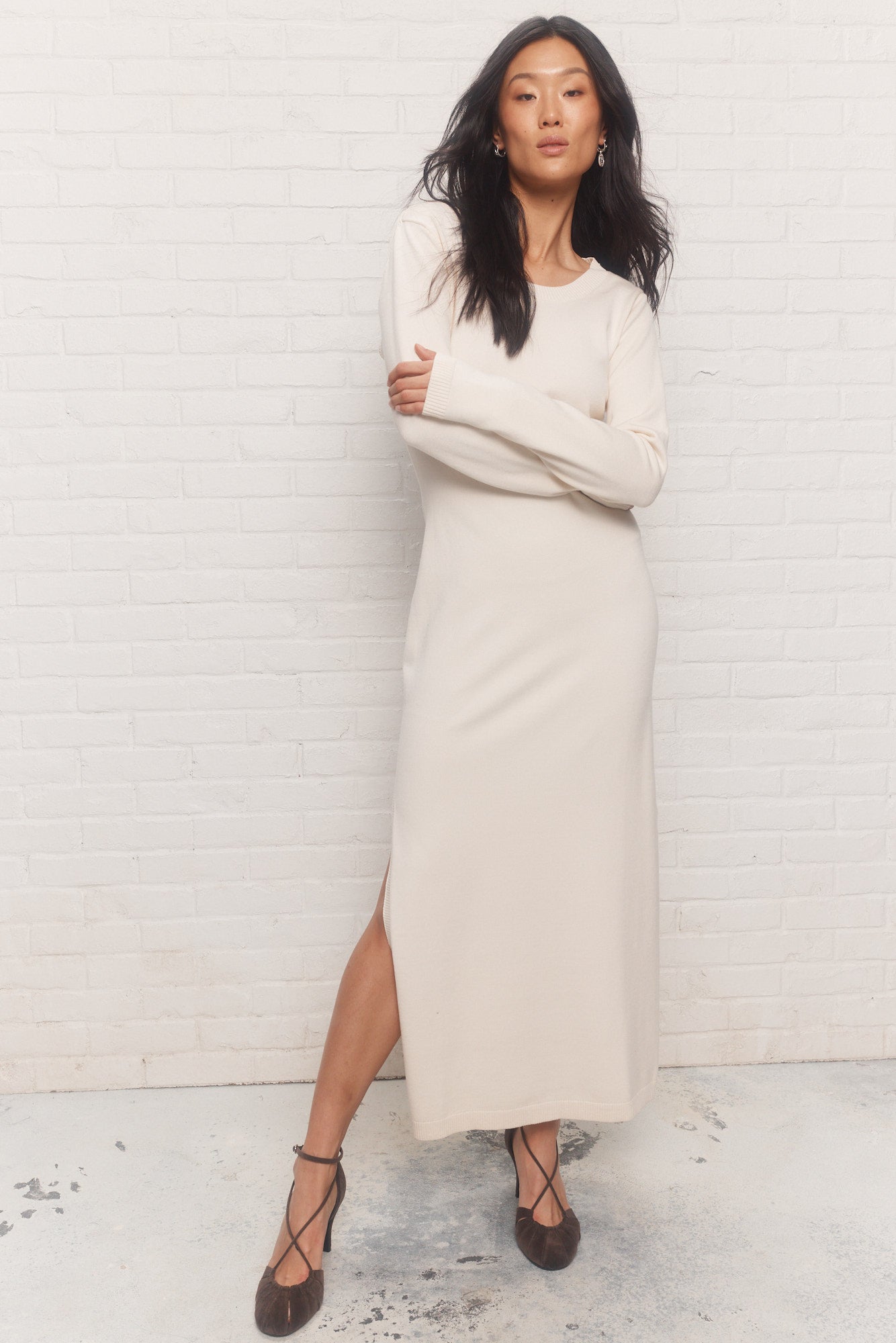 Opaline Robe crème en tricot JOELLE Collection
