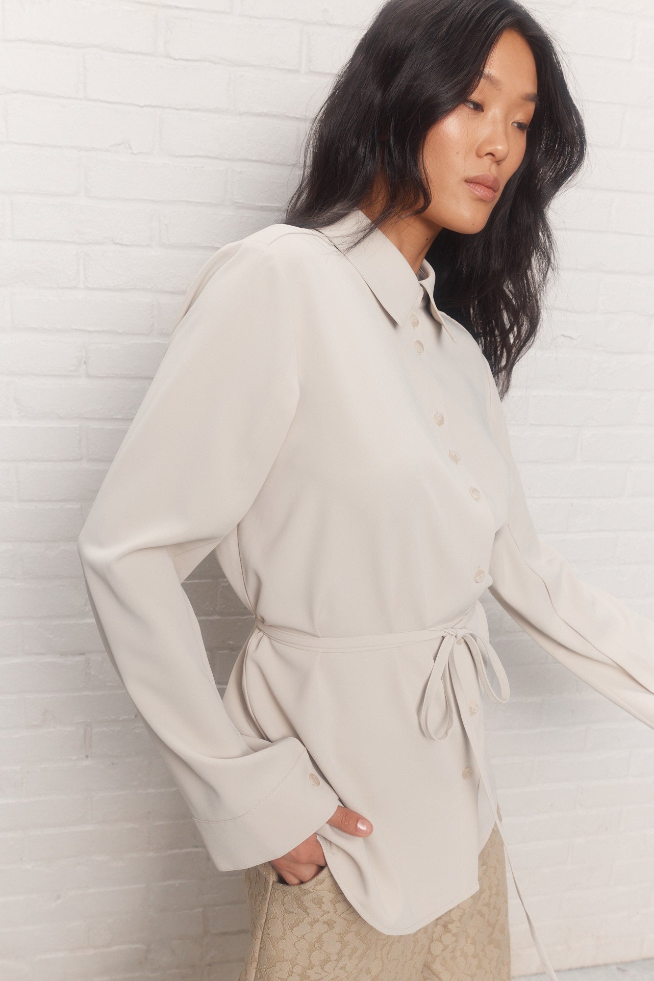 Maeva | Chemise crème cintrée