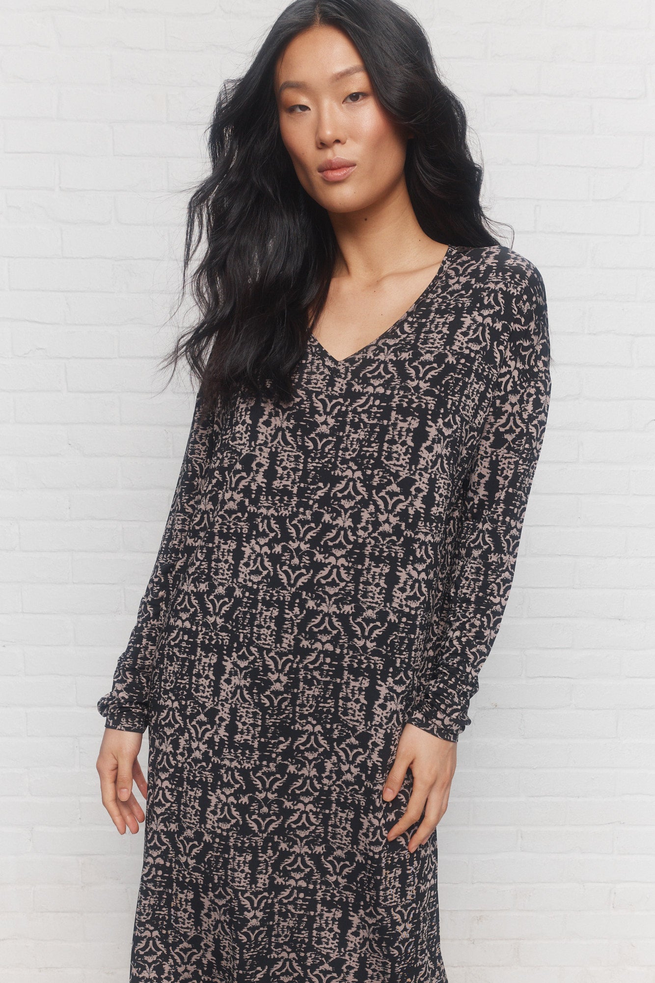 Cody | Robe midi noire et beige