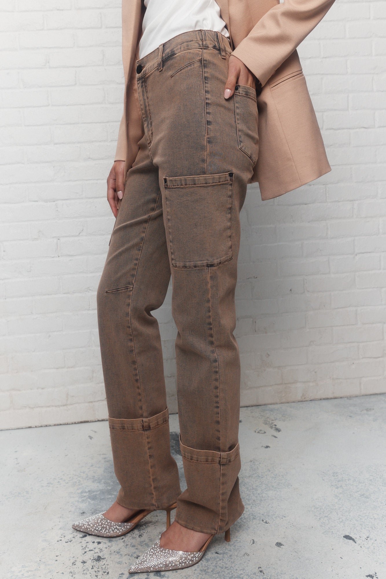 Carter | Jeans jambe droite brun délavé