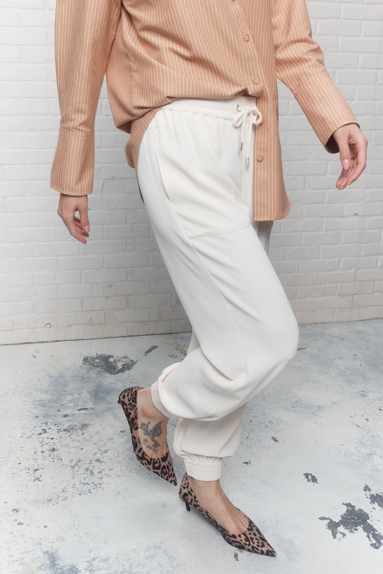Marvin | Pantalon crème ajusté à la cheville