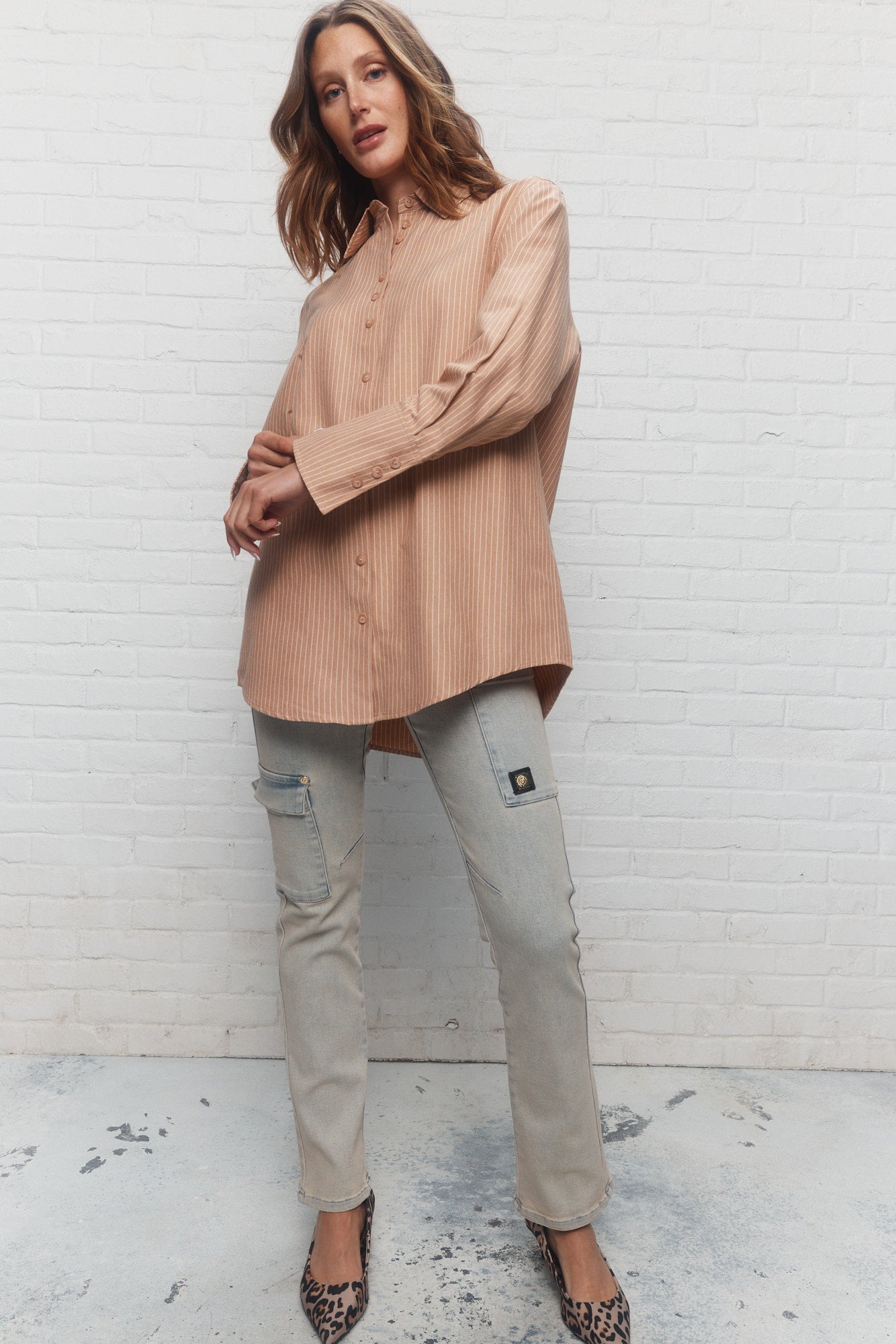 Valentine | Beige lined shirt