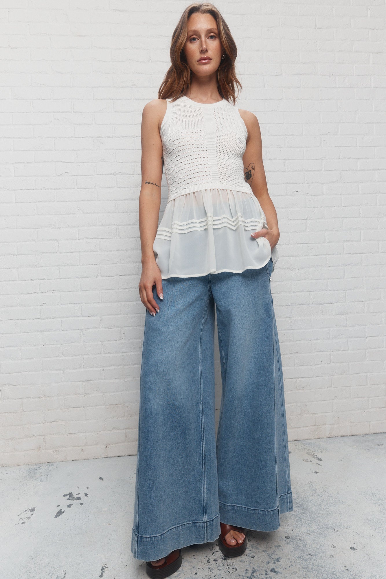 Michaela | Camisole crème en tricot