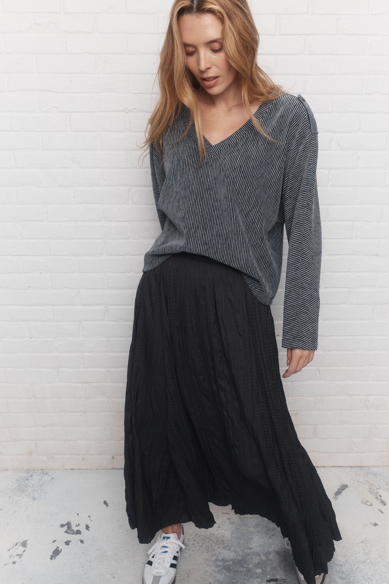 Andy | Chandail gris côtelé