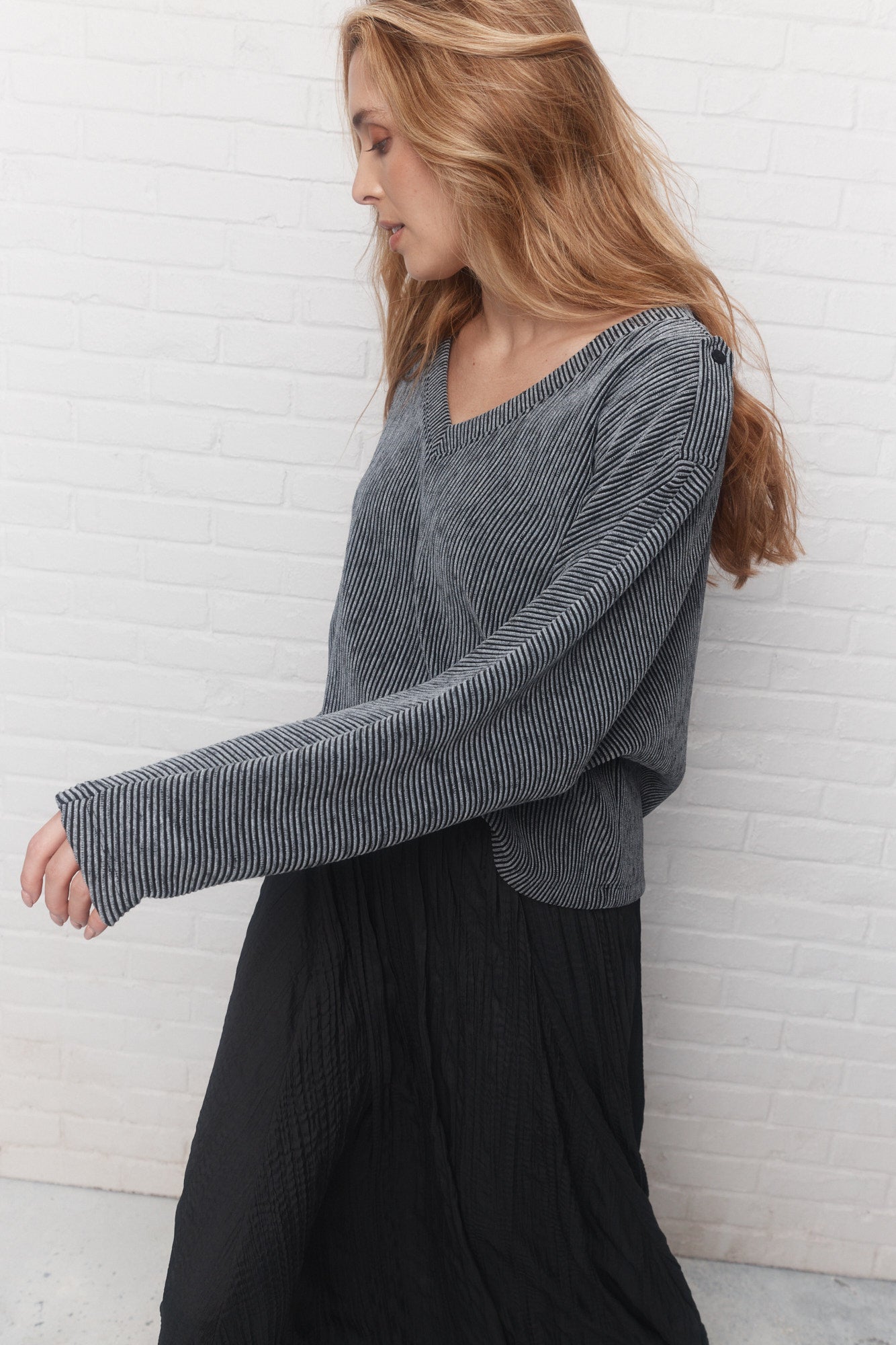 Andy | Chandail gris côtelé