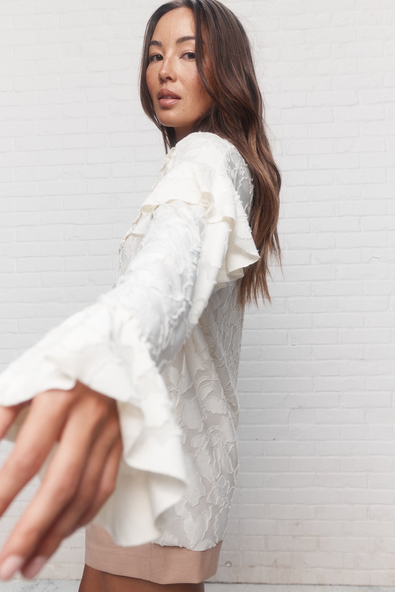 Violet | Cream blouse with floral pattern