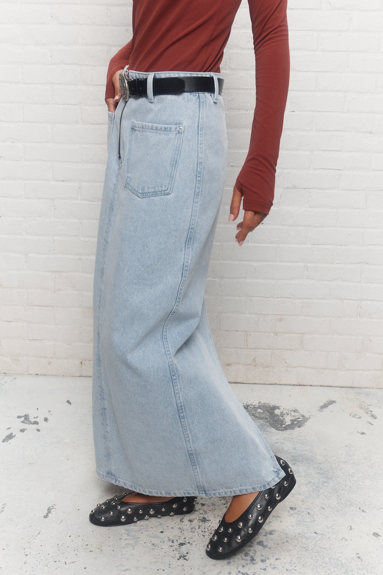Delano | Jupe maxi bleue en denim