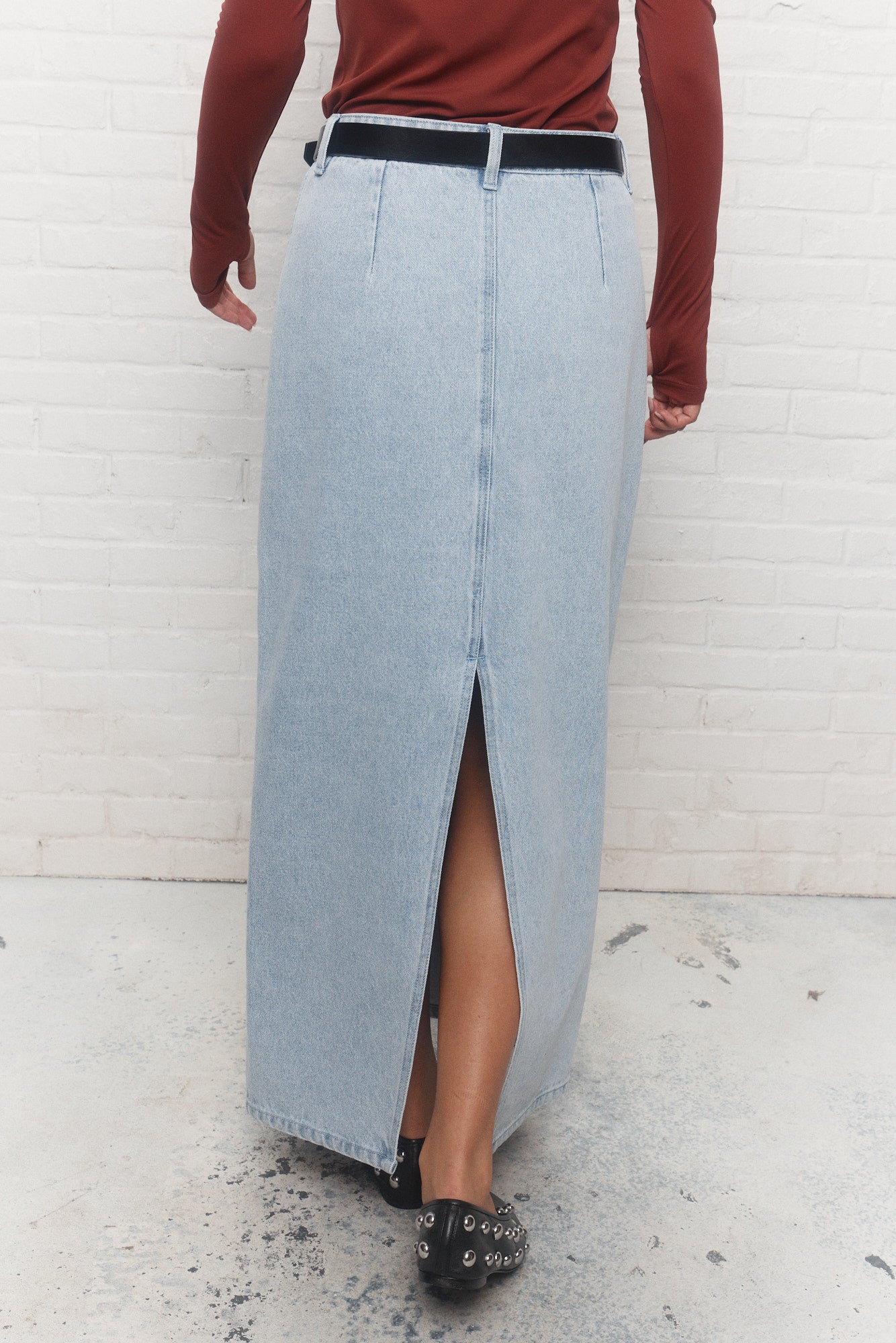 Delano | Jupe maxi bleue en denim