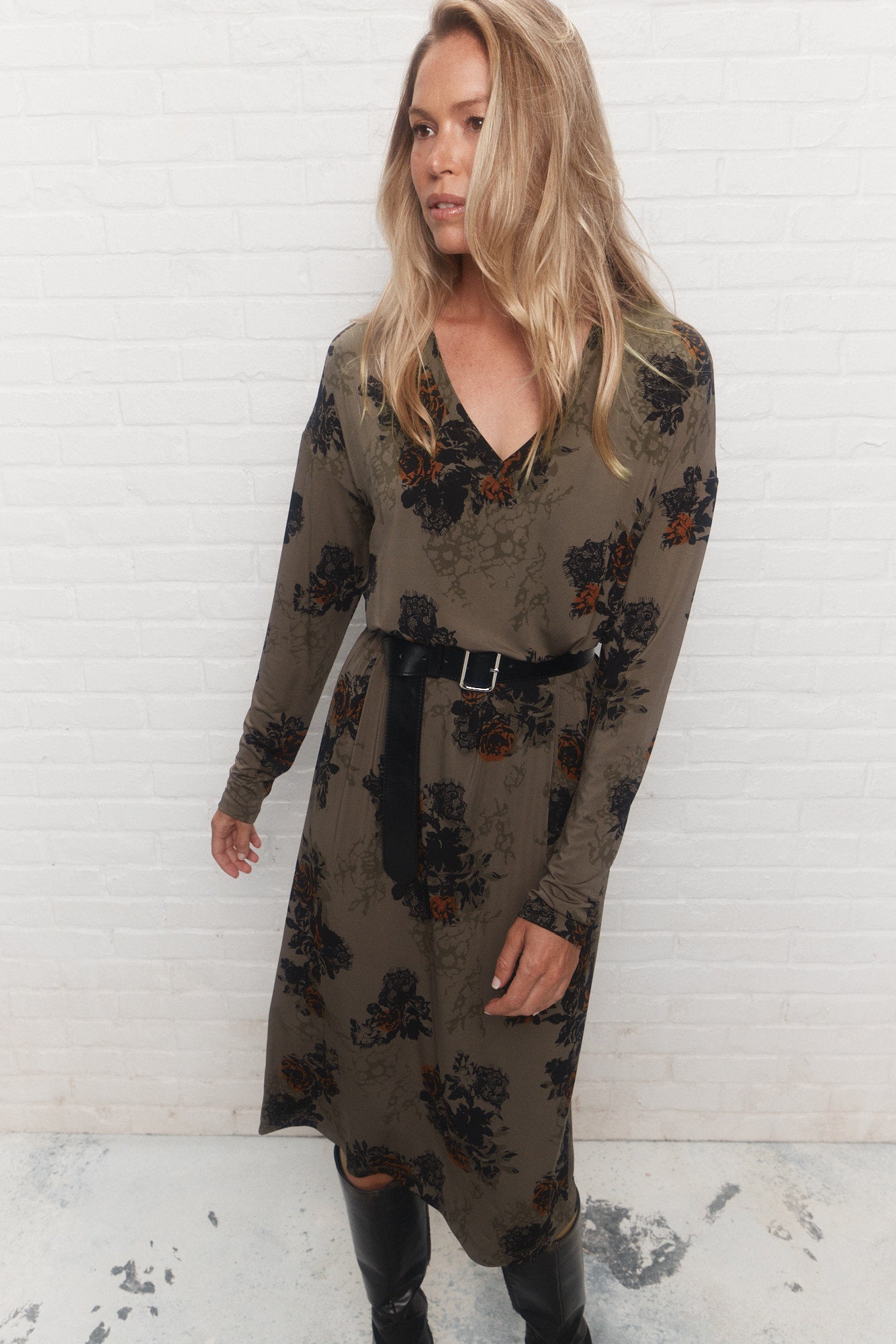 Cody | Robe midi verte à imprimé floral