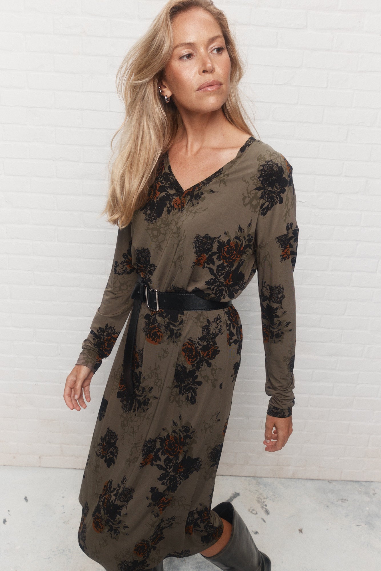 Cody | Robe midi verte à imprimé floral
