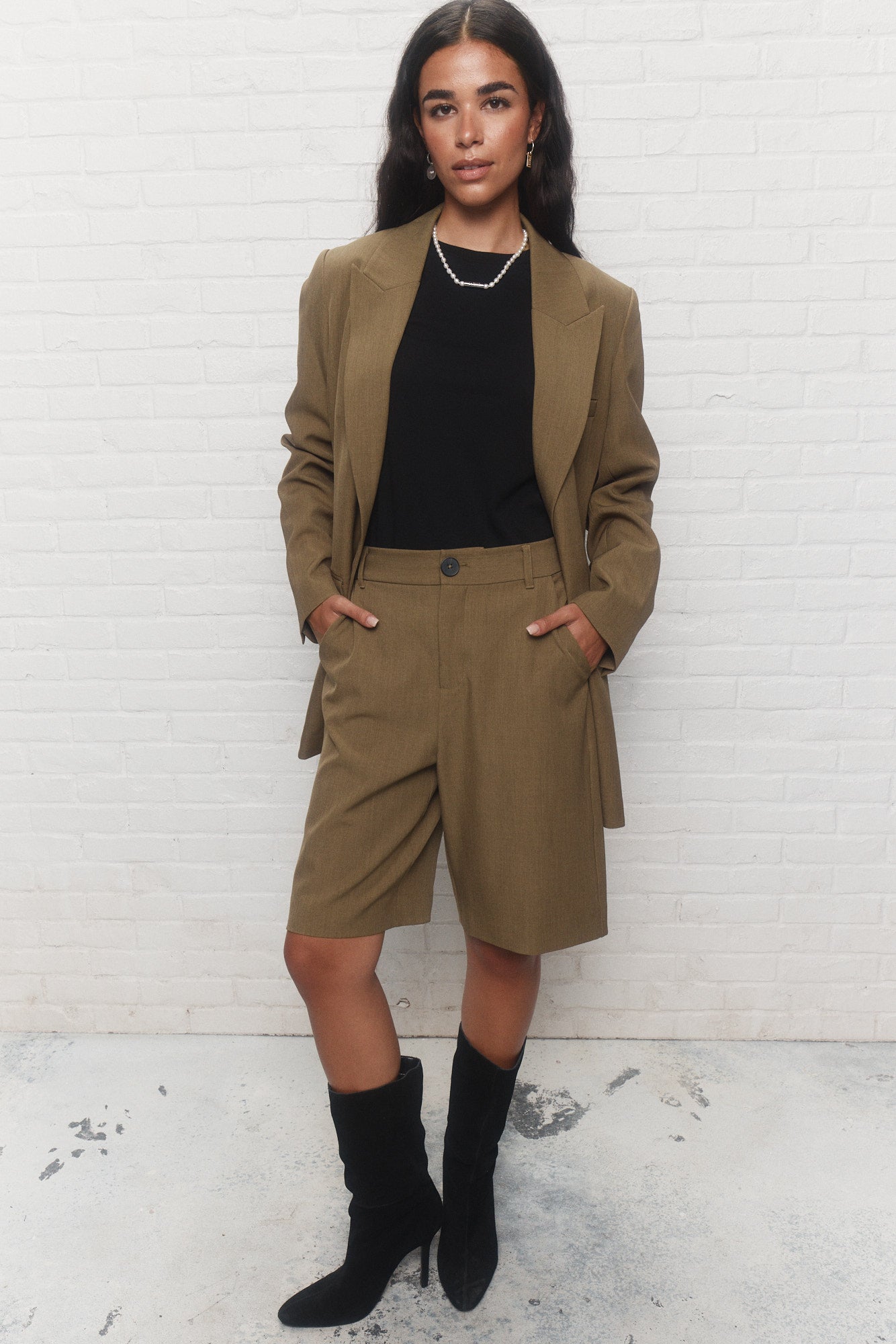 John | Loose-fit khaki boxy jacket