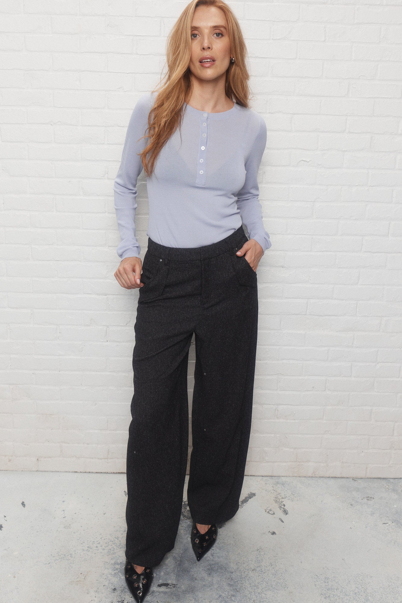 Laurent | Pantalon moucheté noir