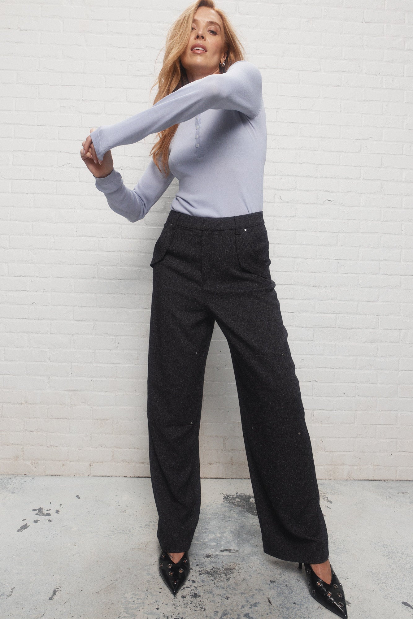 Laurent | Pantalon moucheté noir