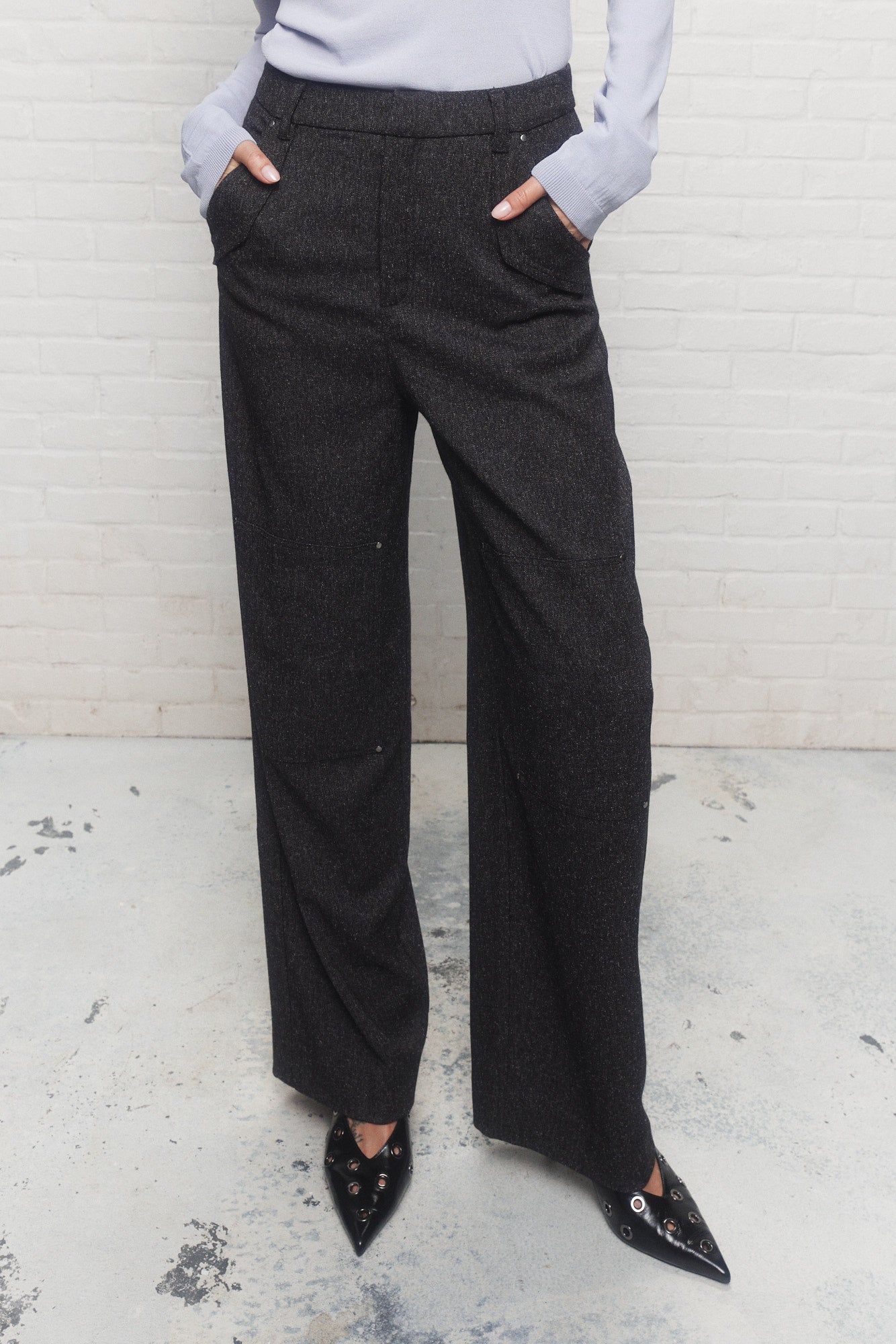 Laurent | Pantalon moucheté noir
