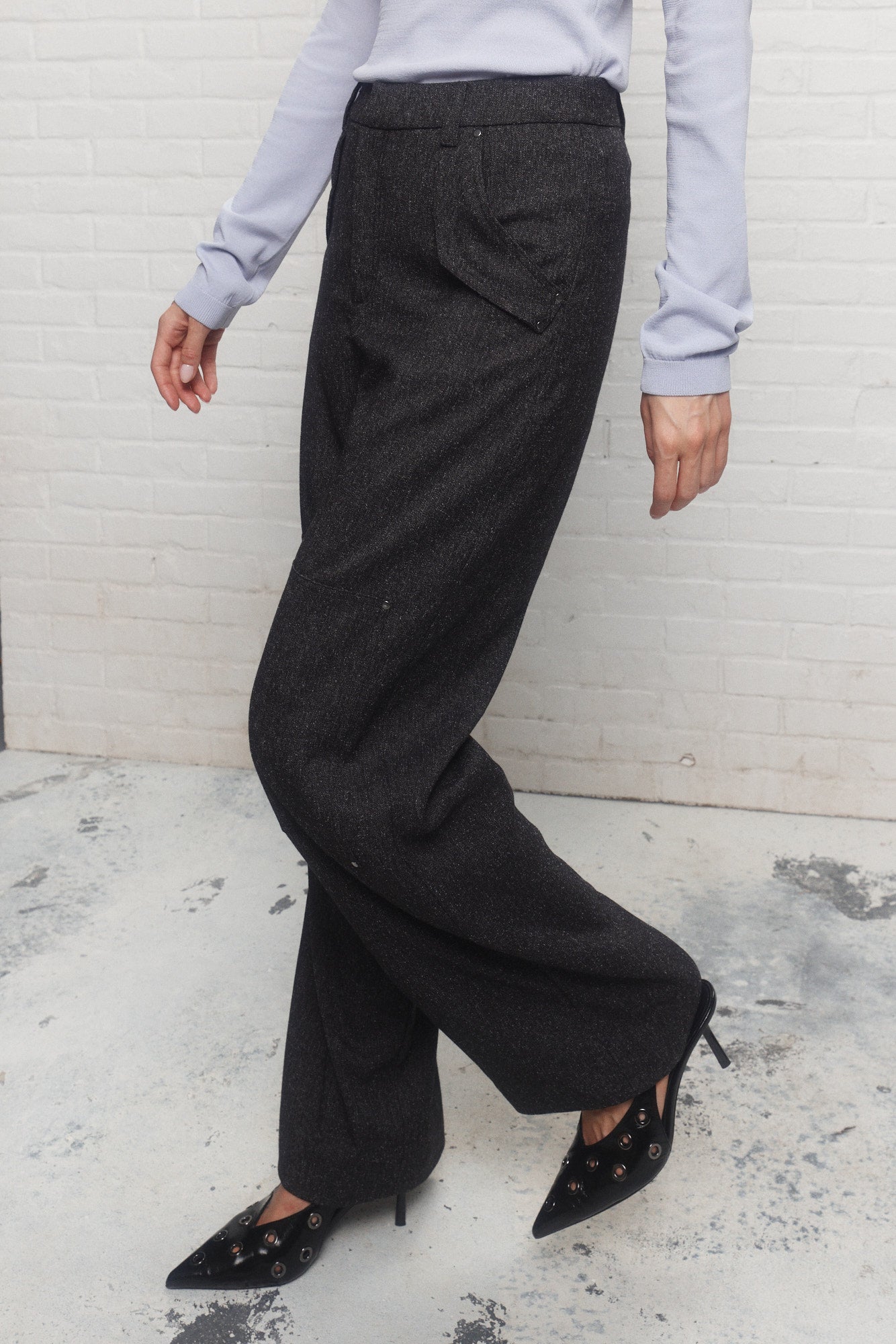 Laurent | Pantalon moucheté noir