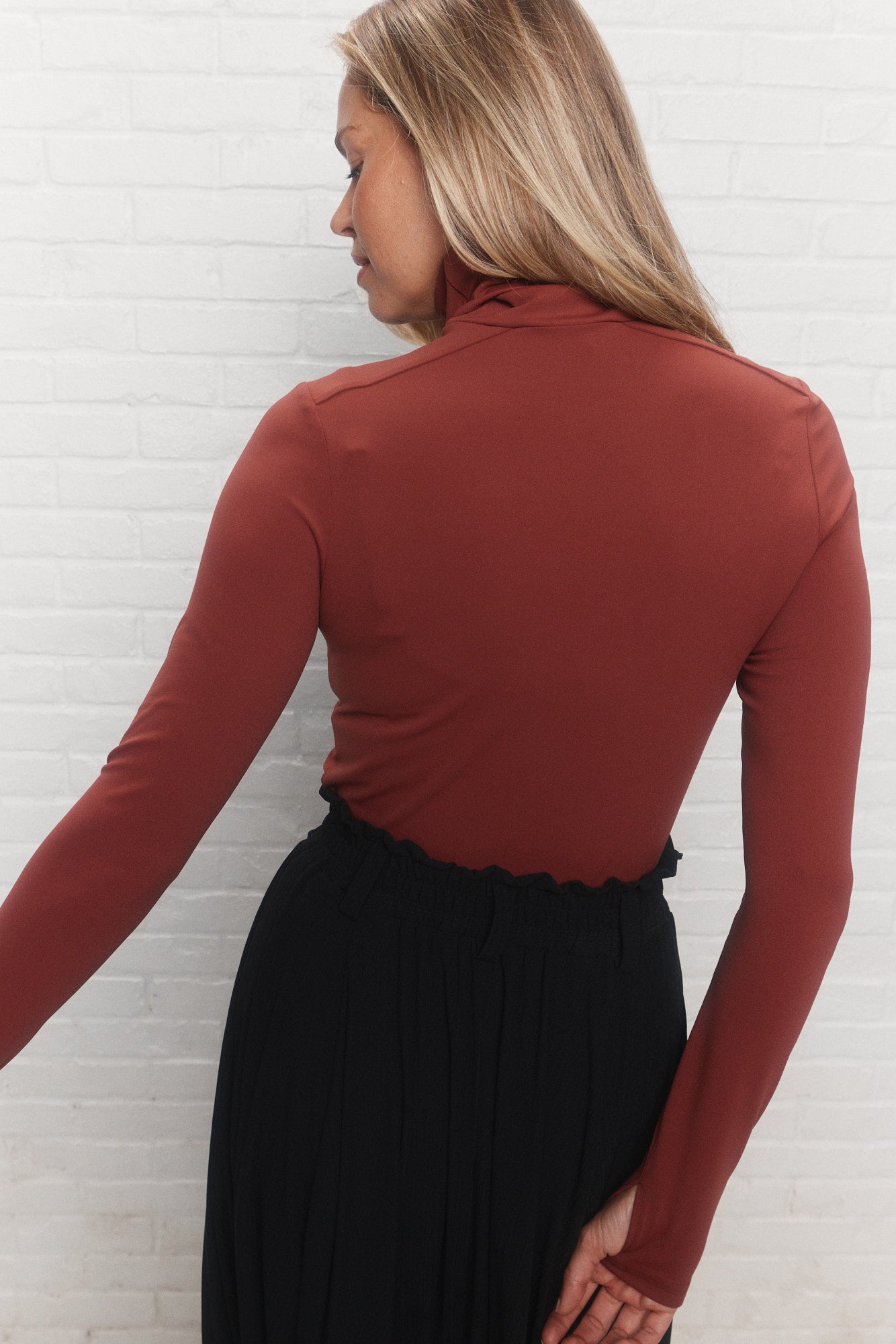 Olsen | Reddish brown turtleneck sweater