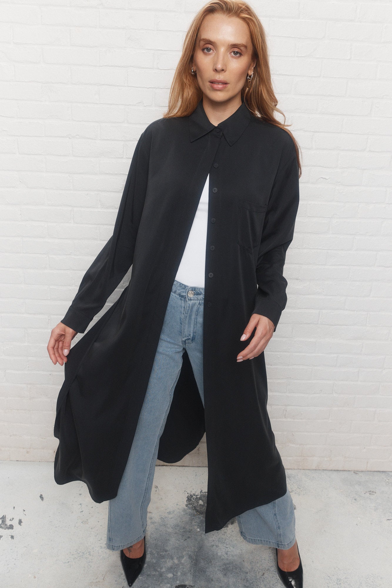 Merri | Longue surchemise noire
