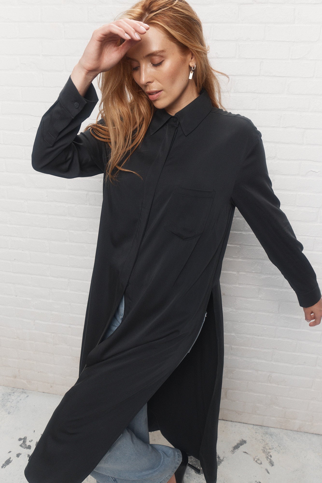 Merri | Longue surchemise noire