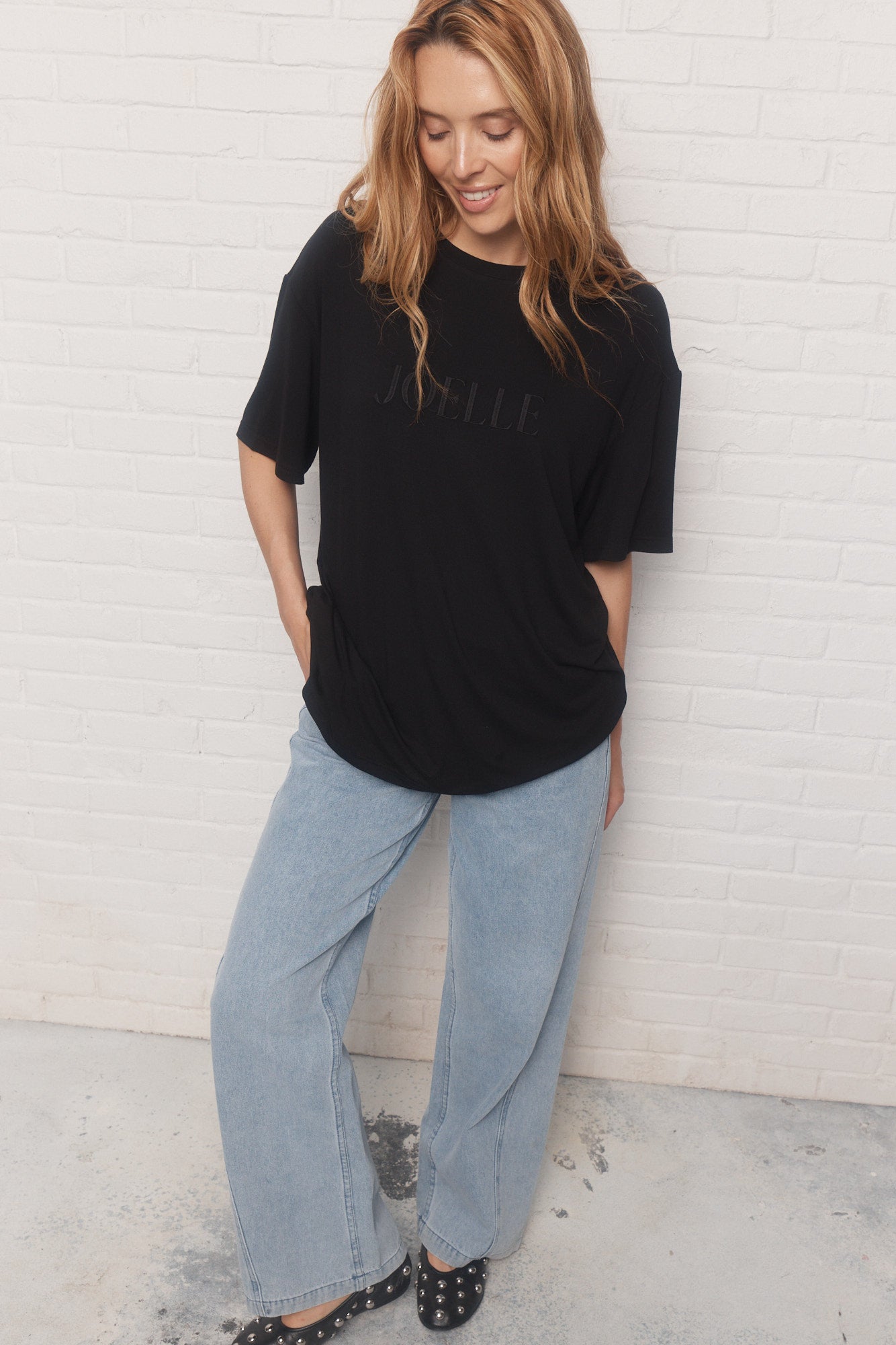 T-shirt noir logo brodé | Laurenzo