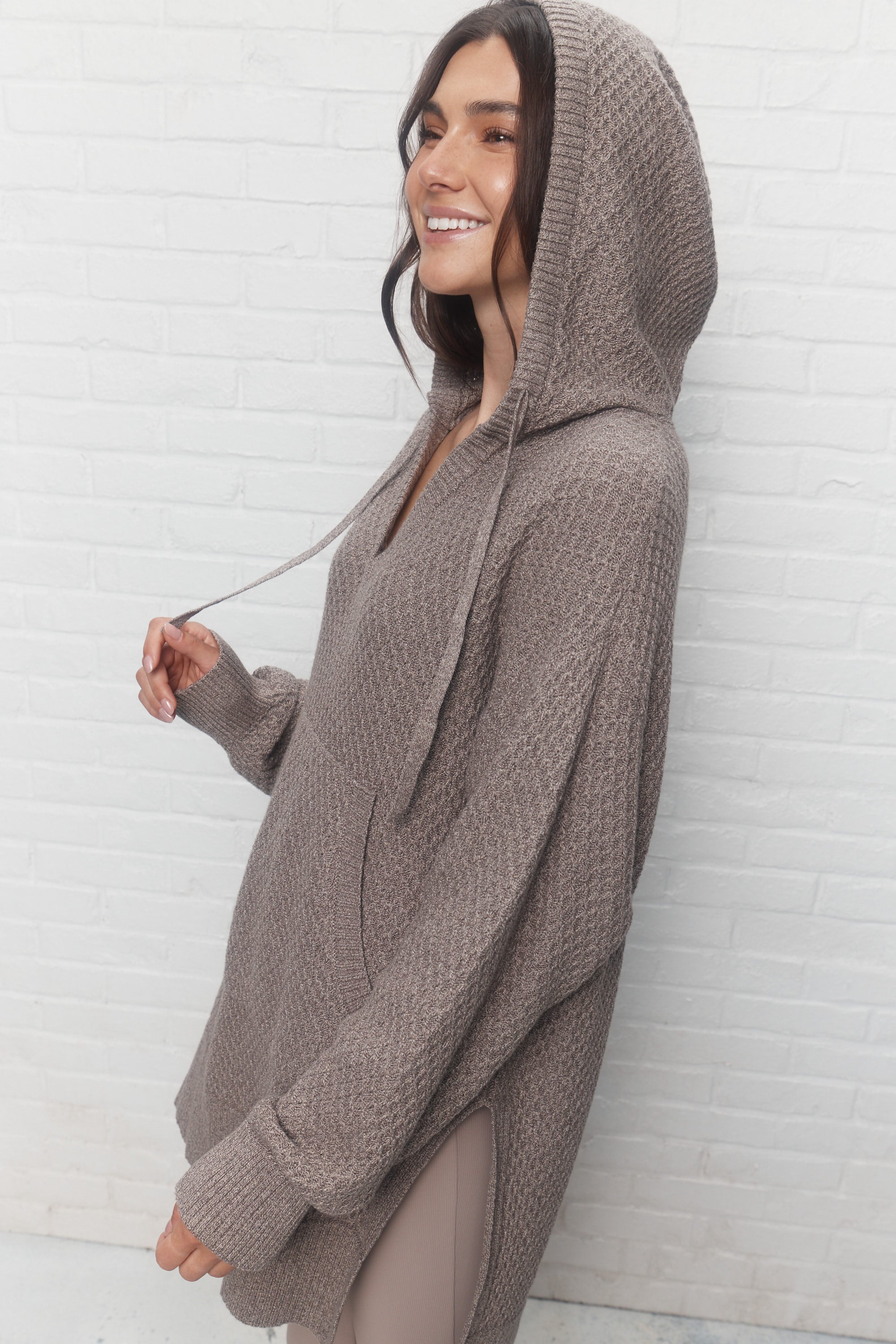 Annick | Chandail gris à capuchon