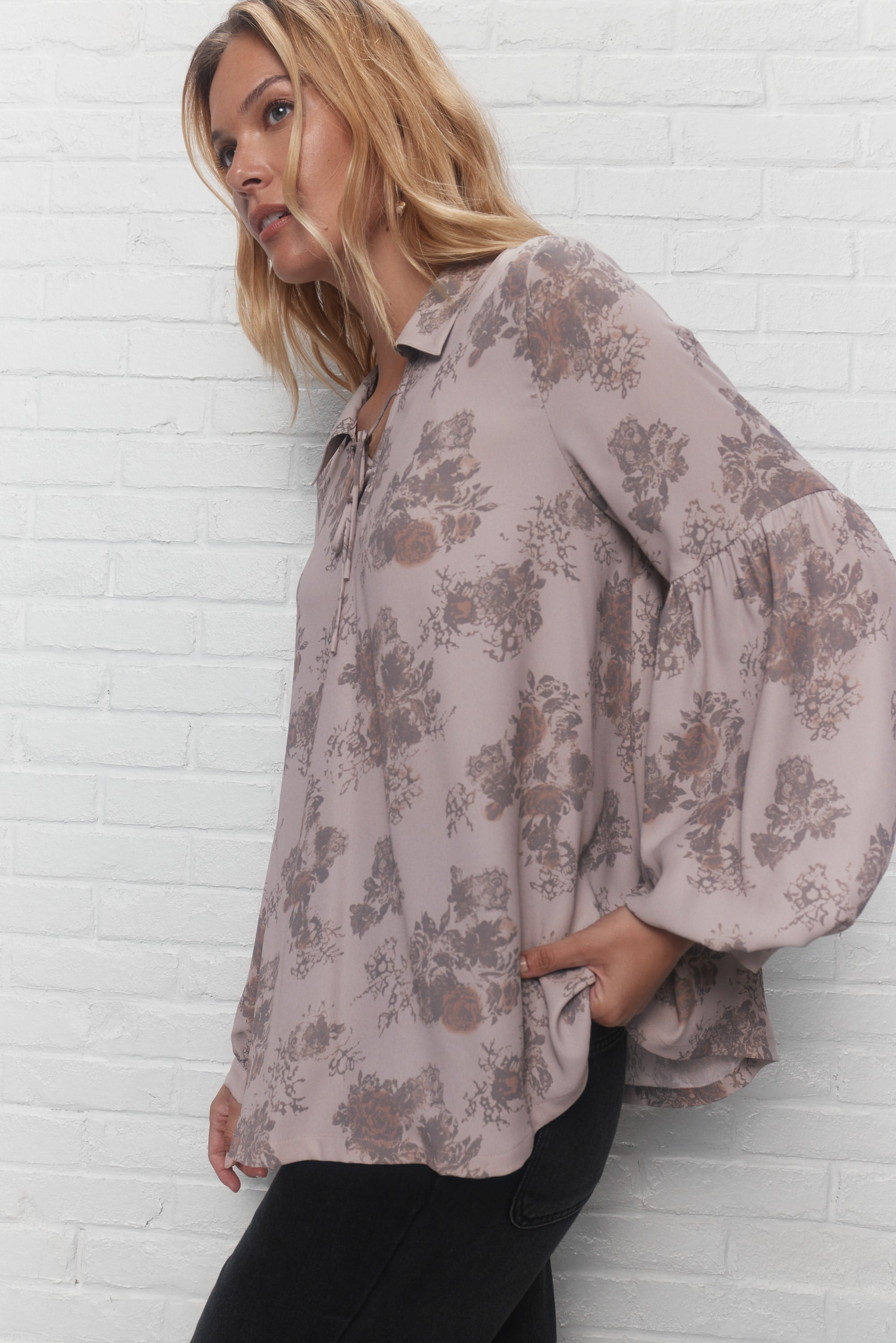 Marcelle | Blouse rose à imprimé floral