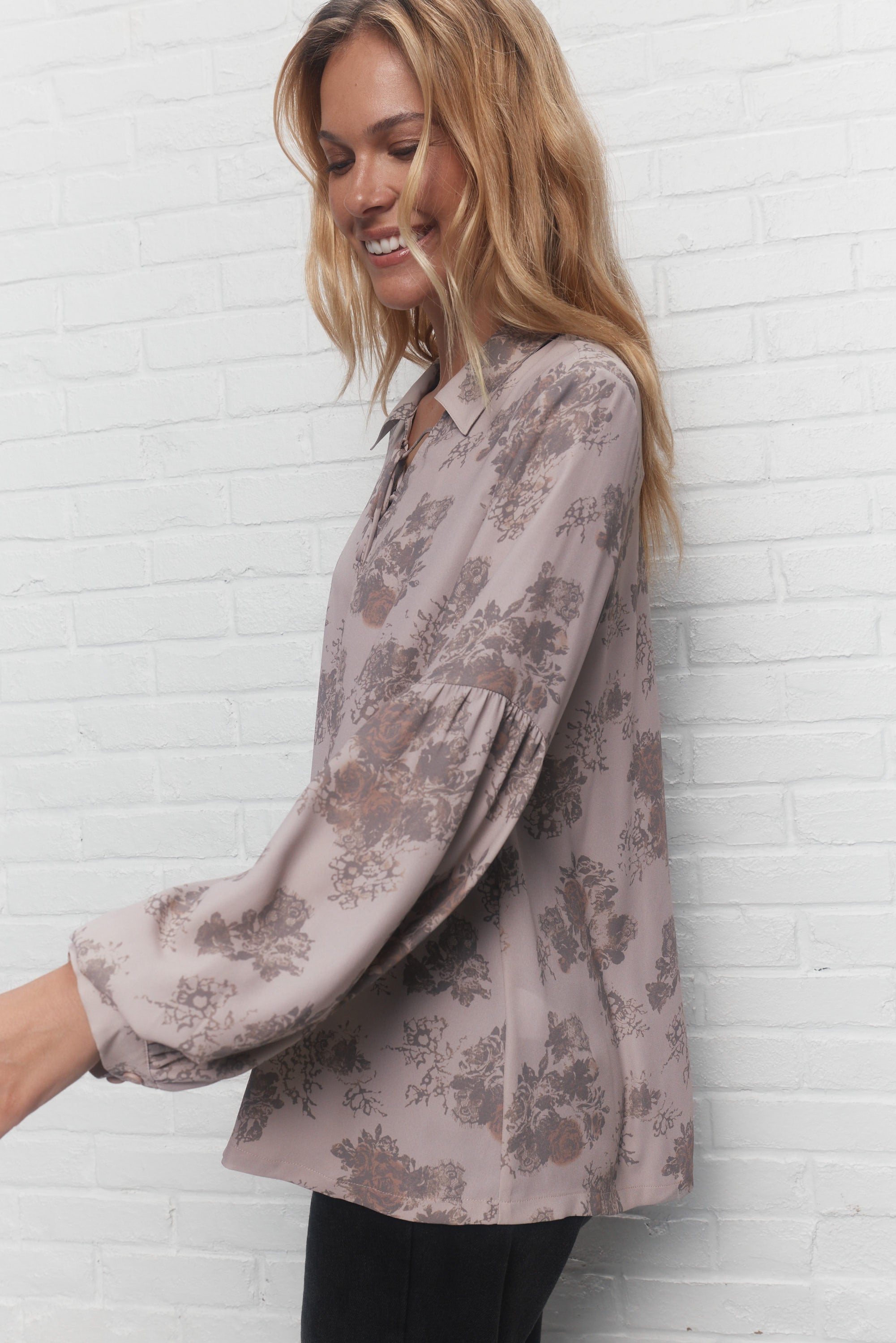 Marcelle | Blouse rose à imprimé floral