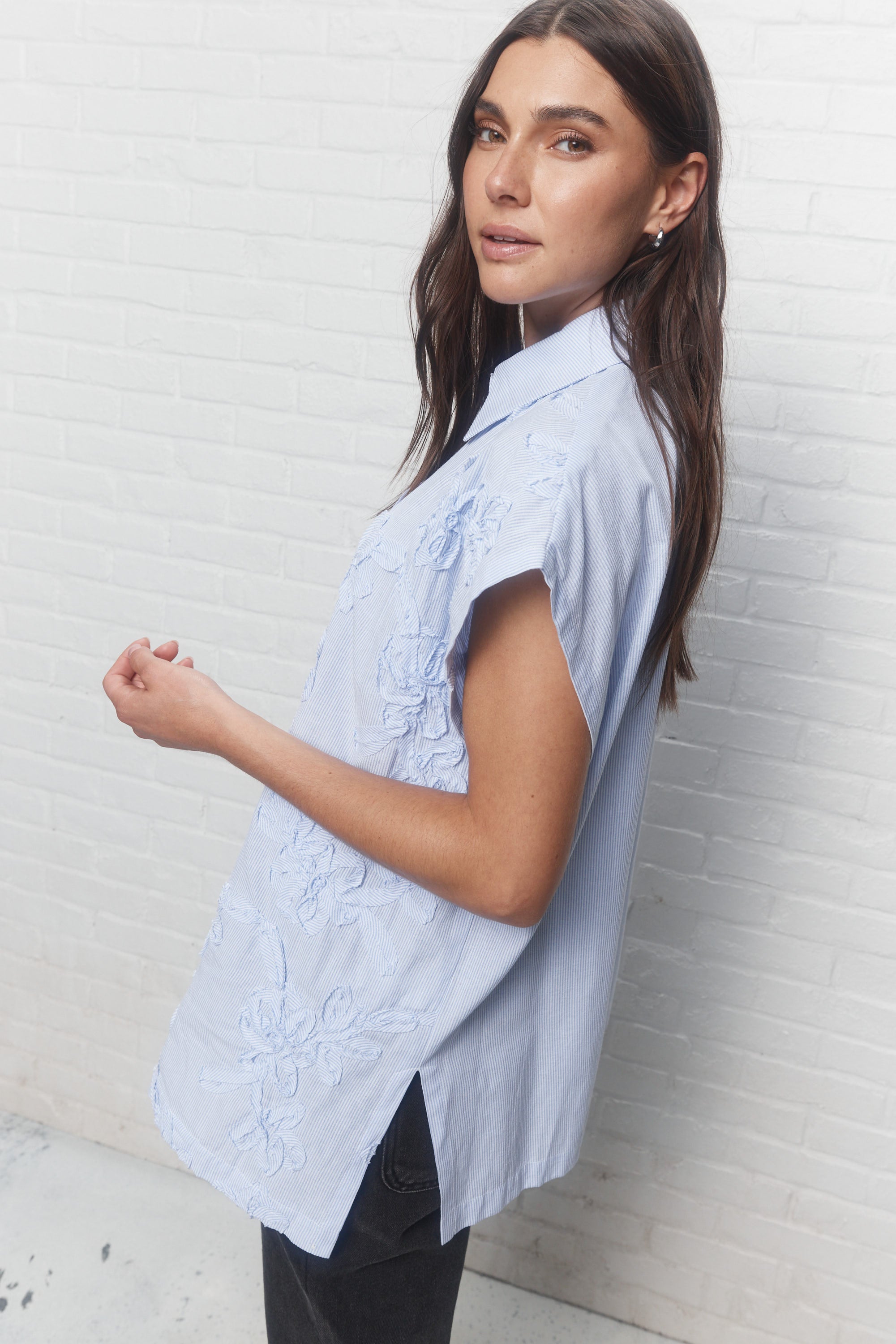 Ingrid | Chemise bleue à rayures