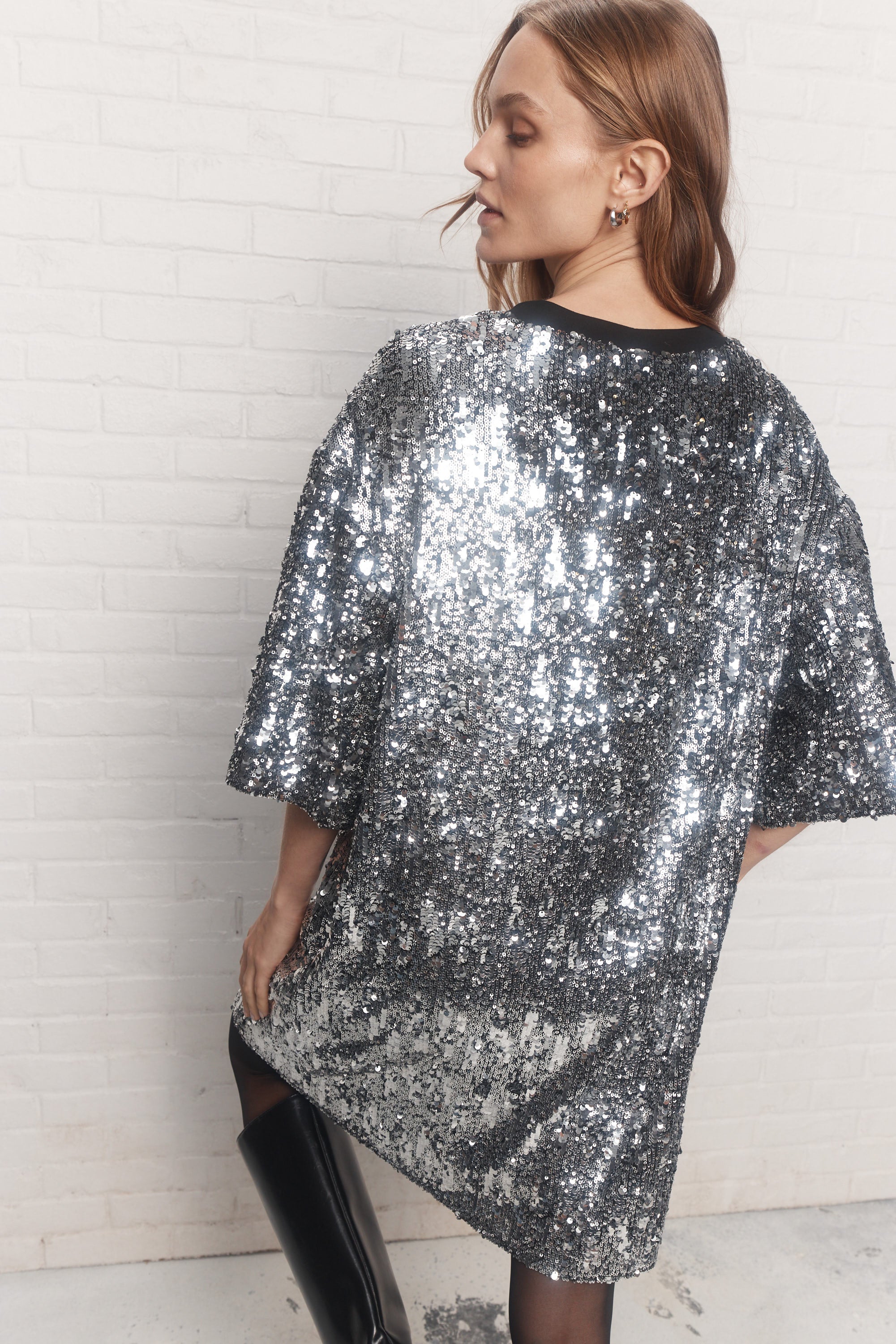 Abigael | Robe T-shirt argentée