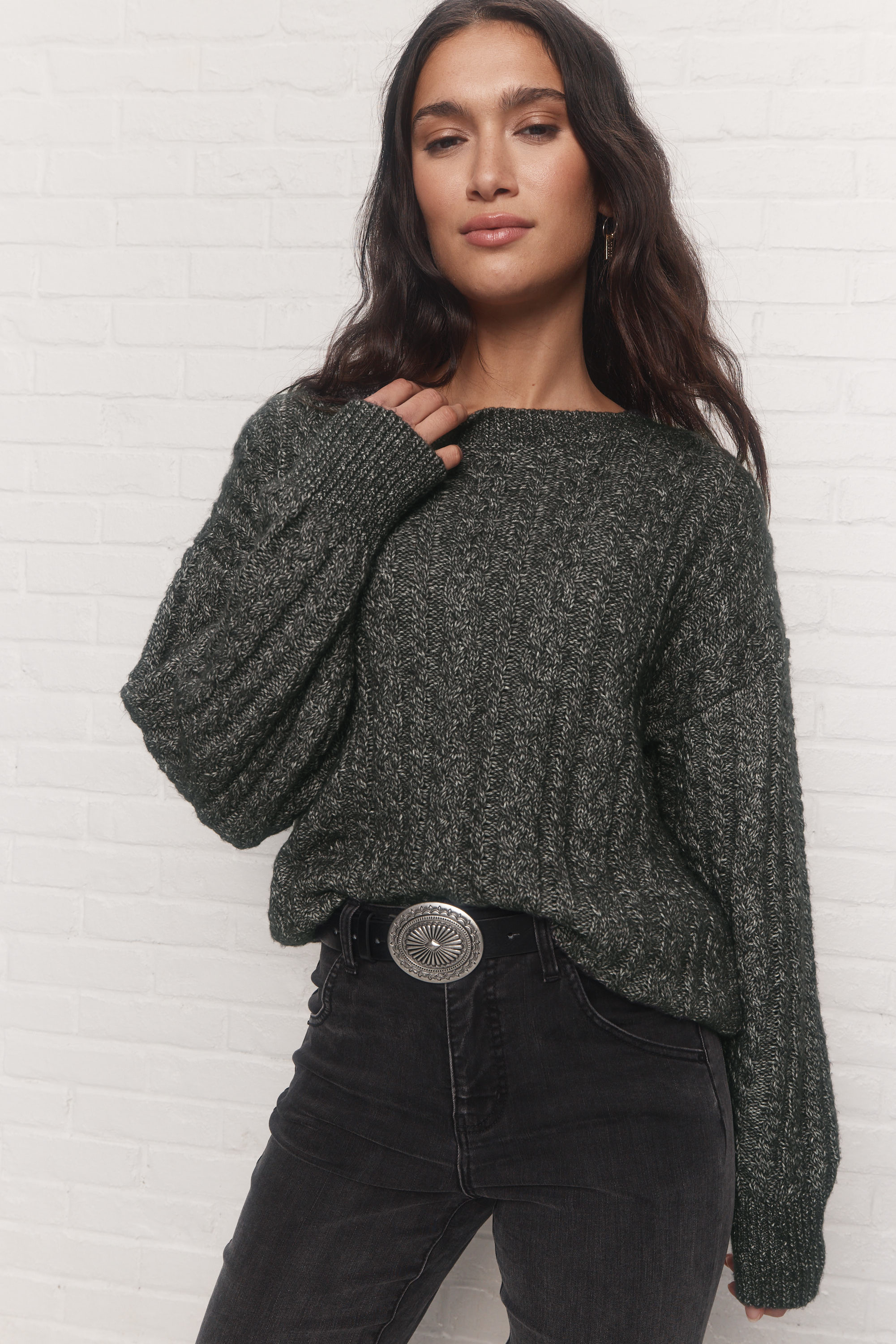 Tracey | Green sweater