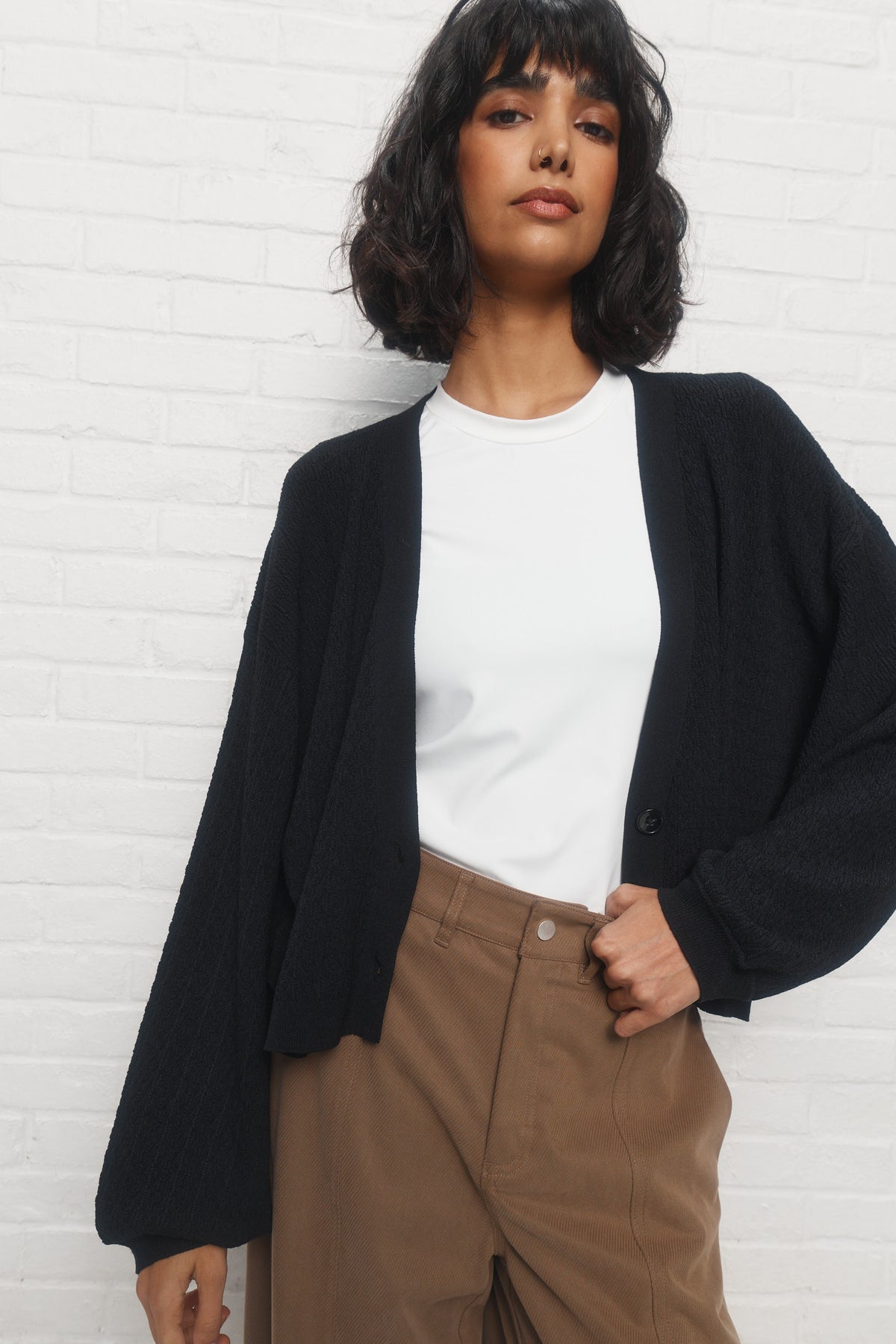 Cardigan Sacai Noir – Neuf Sans étiquettes, Tricot Coton épais