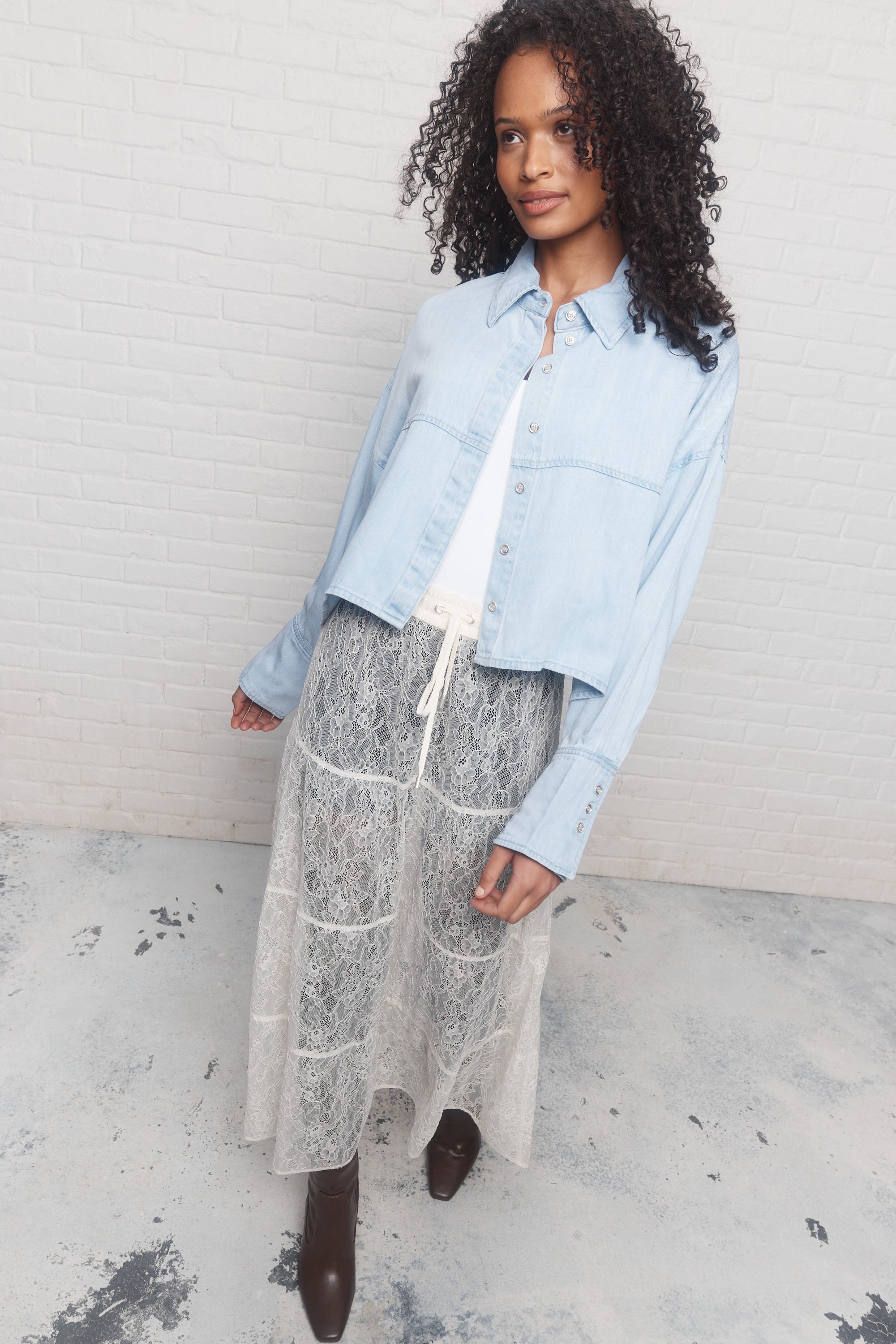 Doubt | Short Blue Washed Denim Shirt