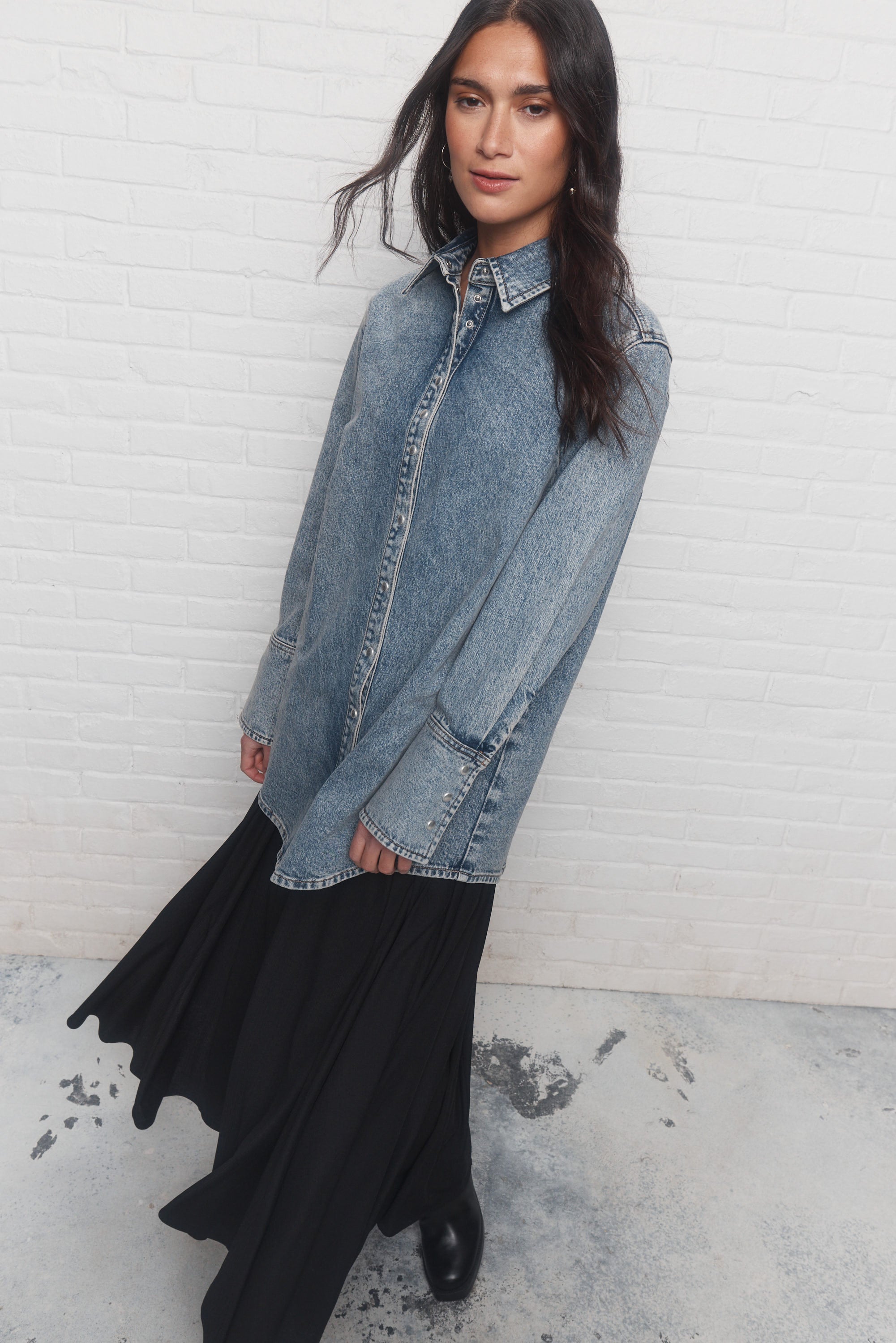 Valentine | Chemise en denim bleu délavé