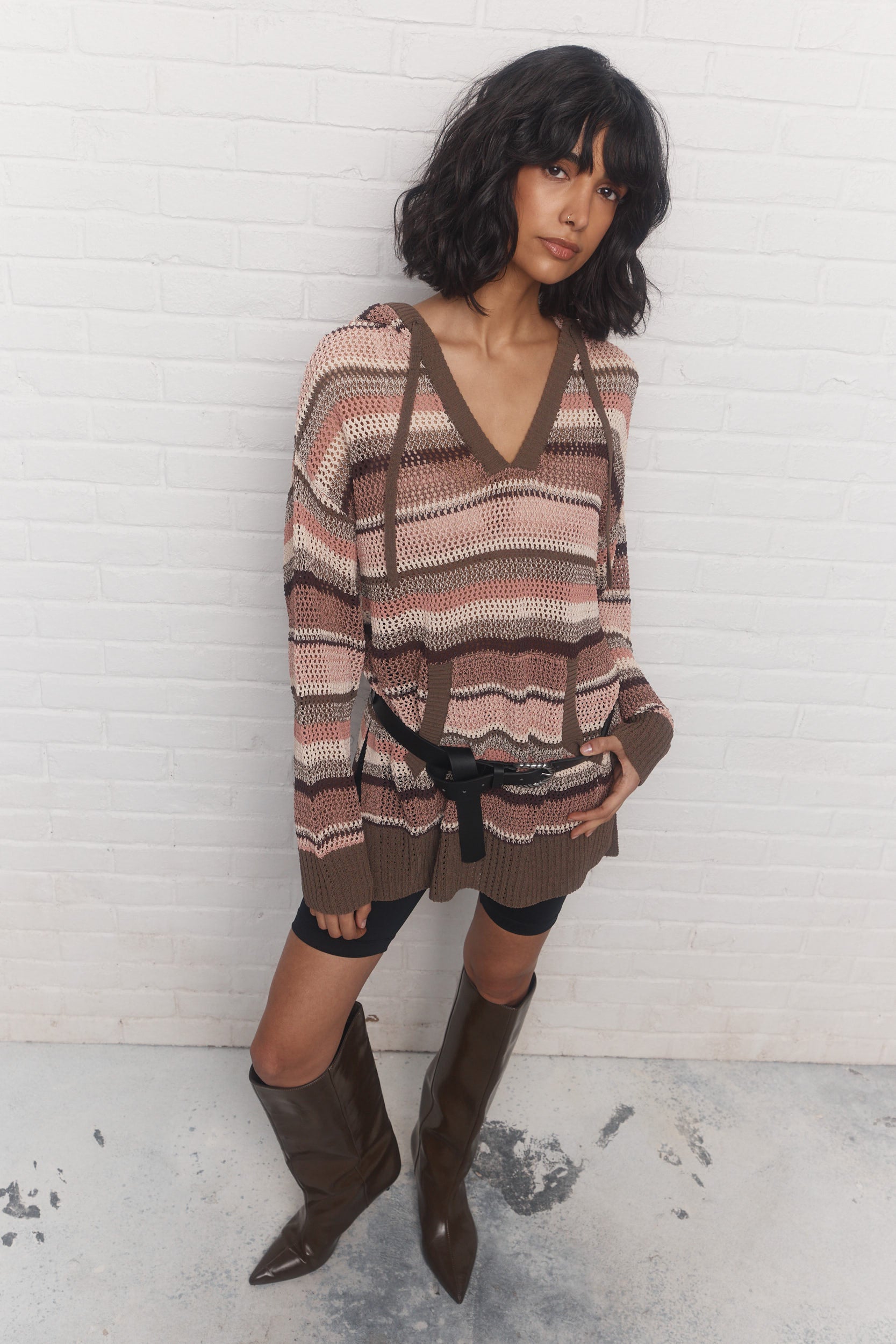 Annick | Chandail rayé à capuchon