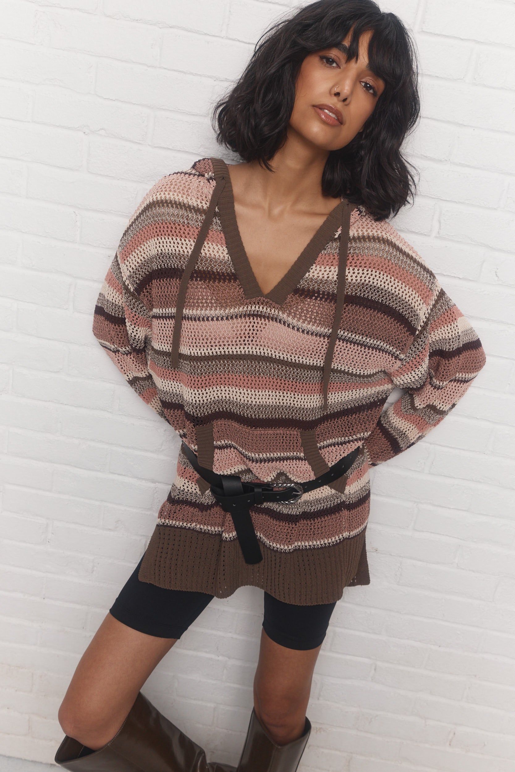 Annick | Chandail rayé à capuchon