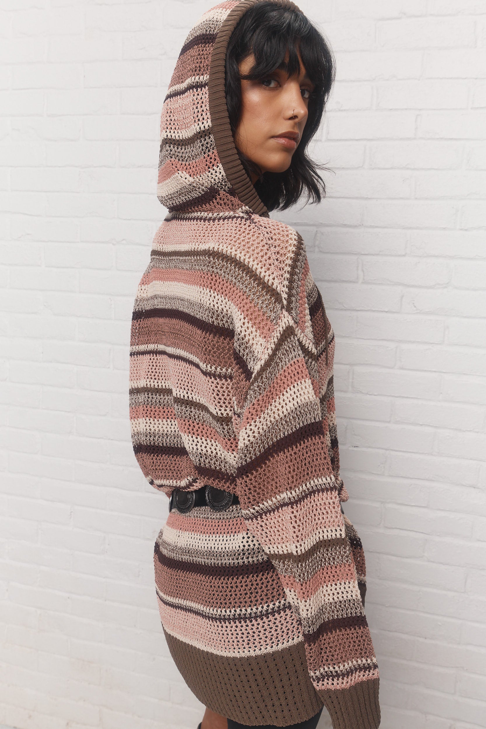 Annick | Chandail rayé à capuchon