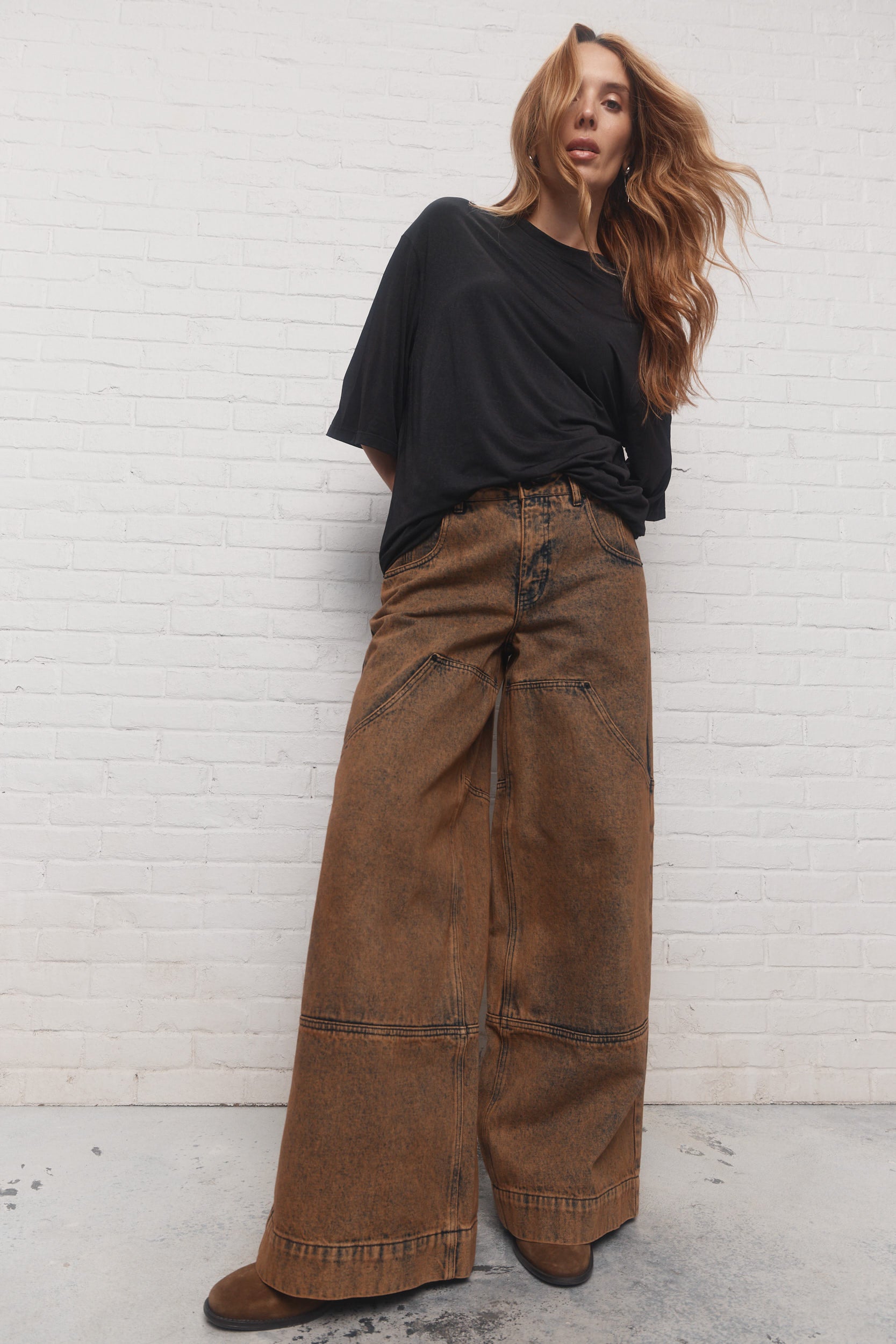 Belleza | Jeans ample brun délavé