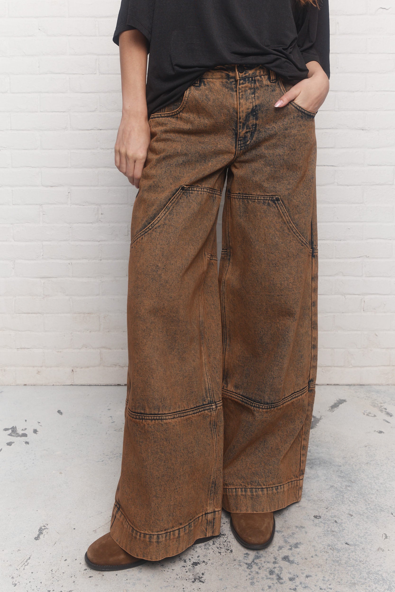 Belleza | Jeans ample brun délavé