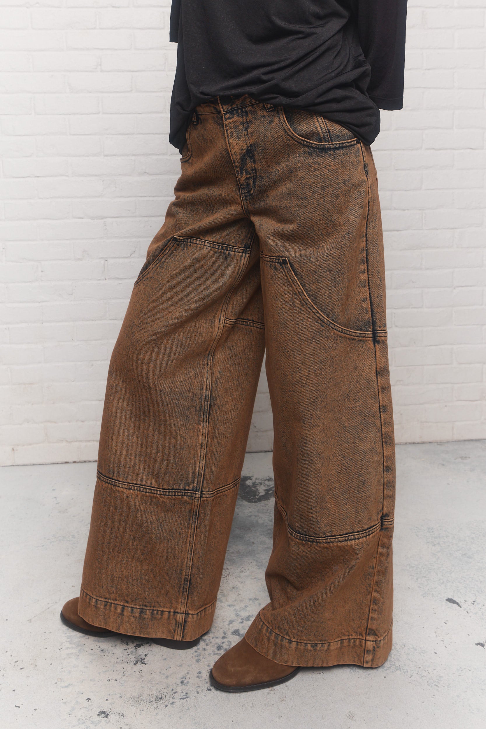 Belleza | Jeans ample brun délavé