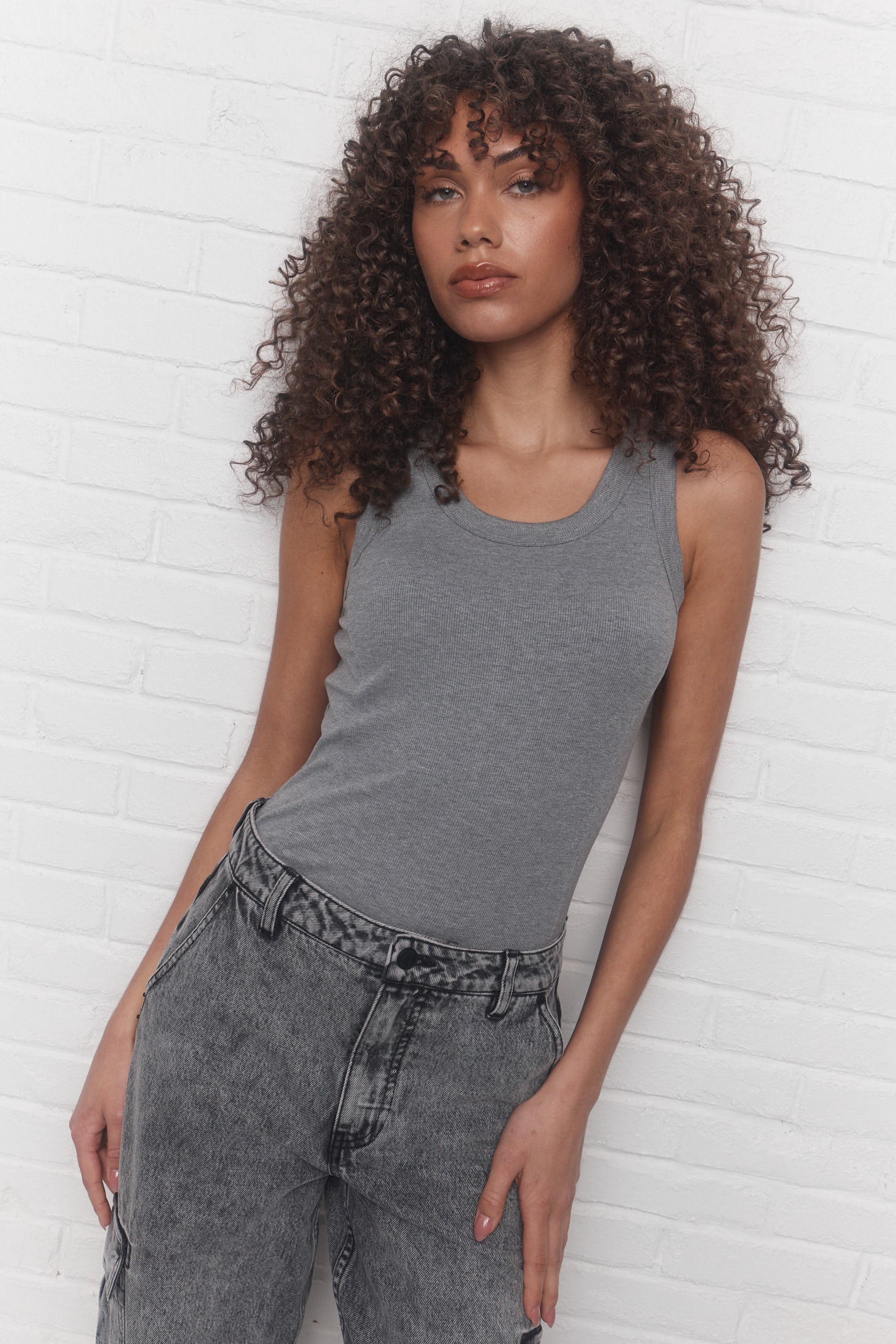 Bowery | Grey camisole with exposed seams