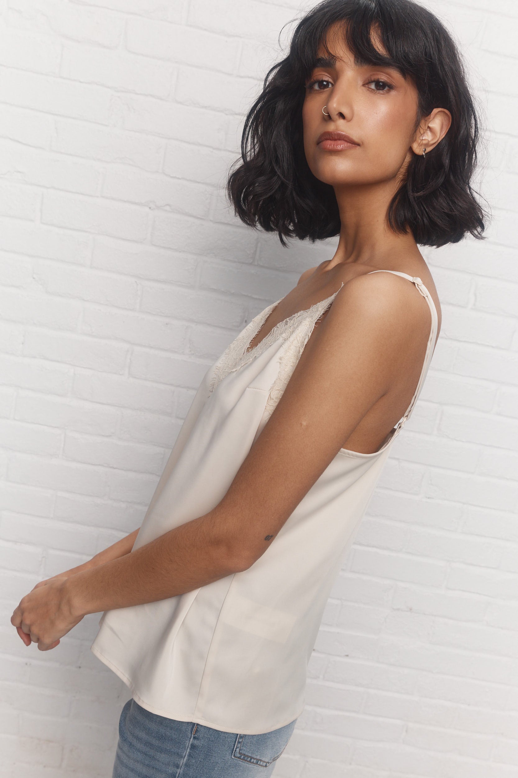 Louvre | Camisole crème en satin