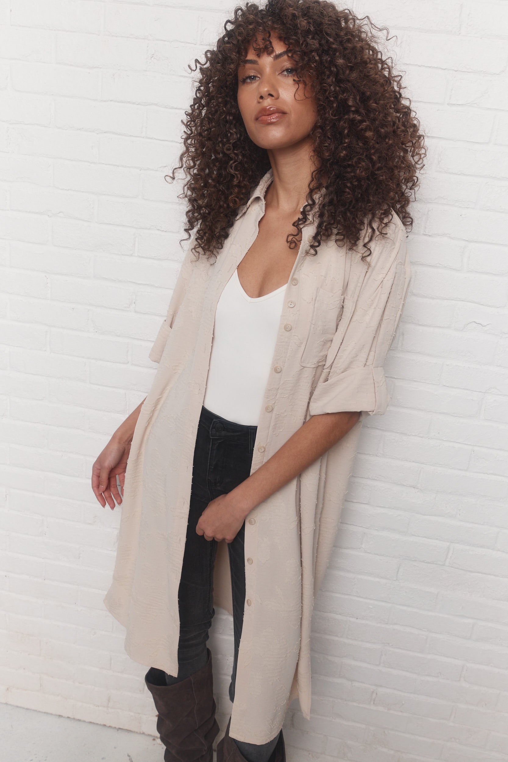 Mazzy | Longue chemise beige