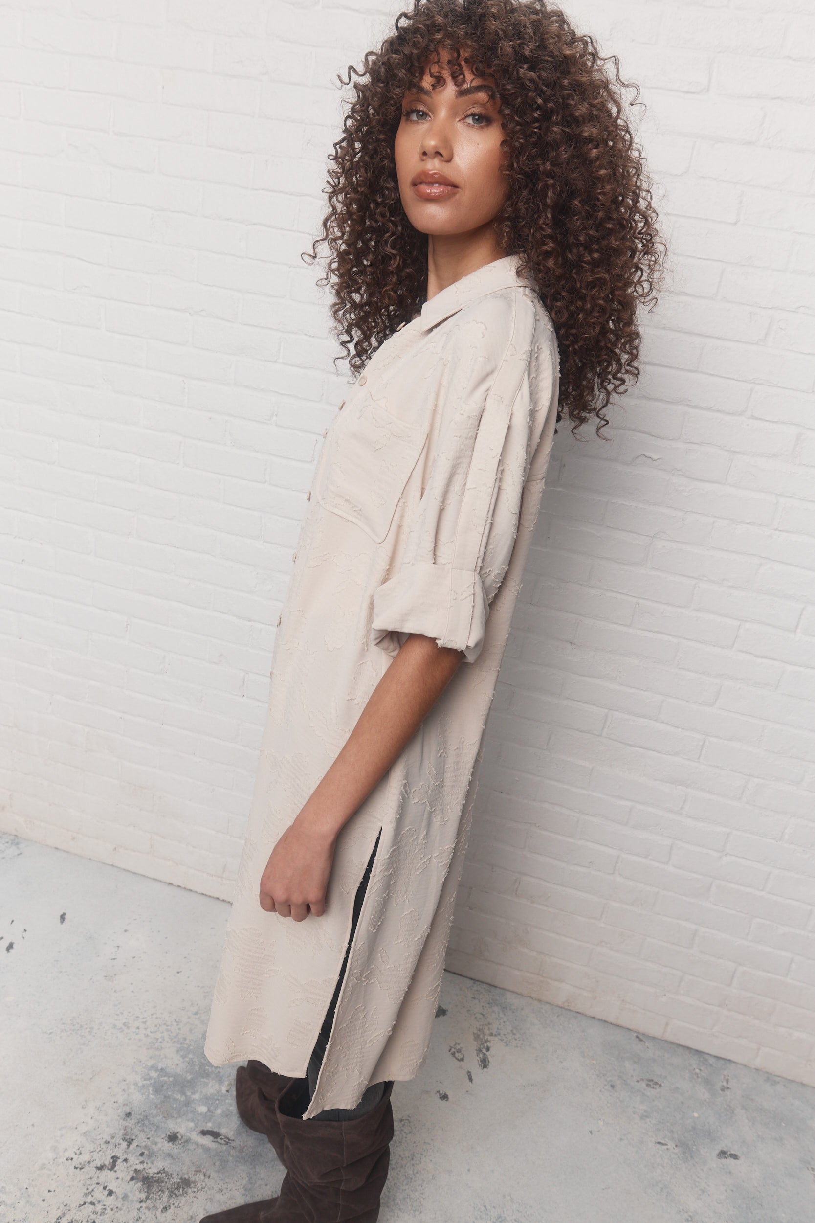 Mazzy | Longue chemise beige