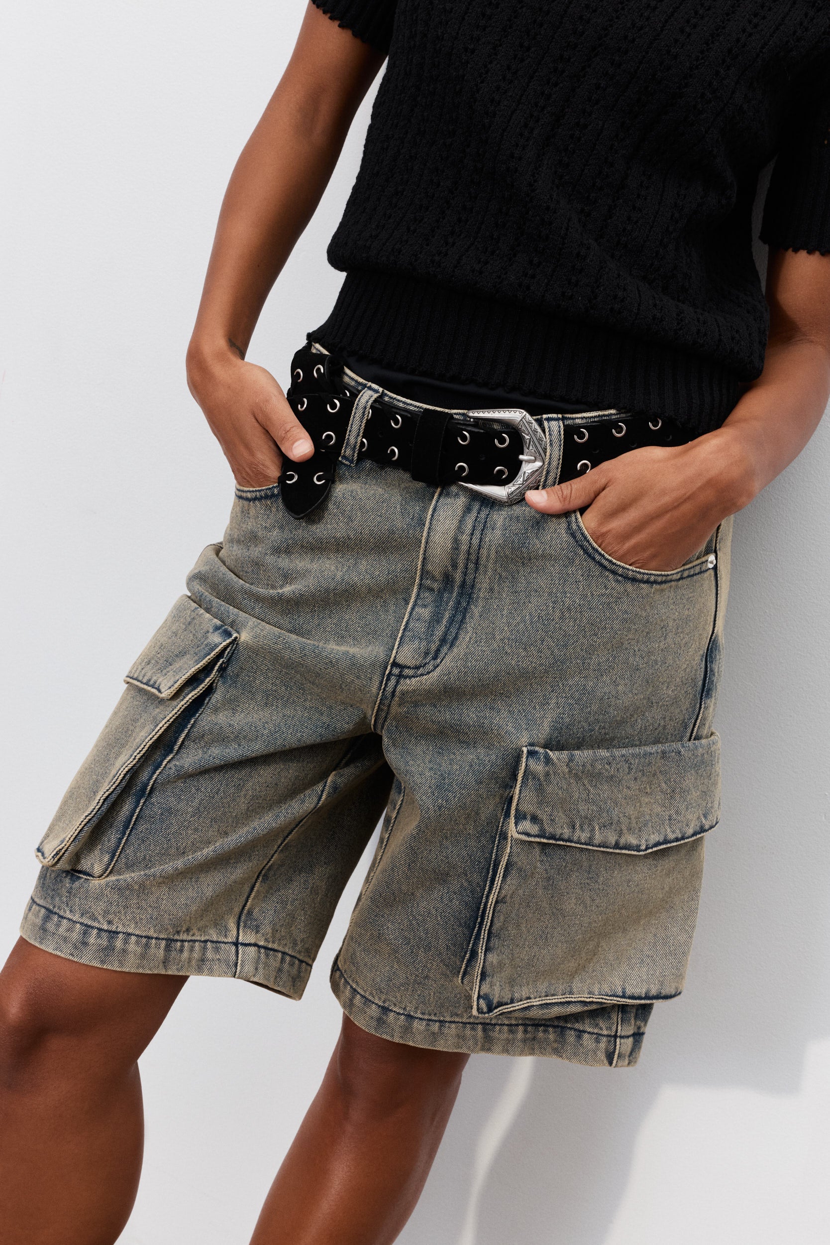 Garett | Faded blue and yellow Bermuda shorts