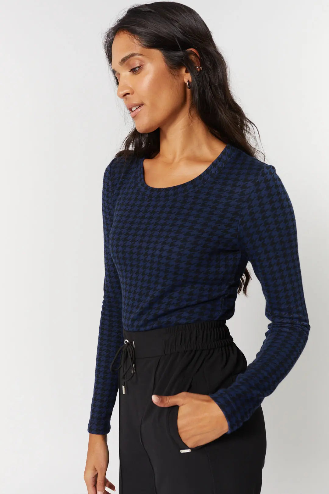 Chandail bleu-noir à motifs pied-de-poule | Nash JOELLE Collection