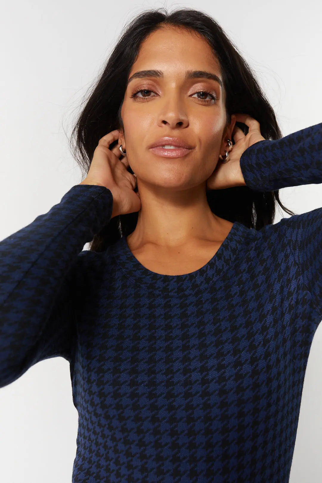 Chandail bleu-noir à motifs pied-de-poule | Nash JOELLE Collection