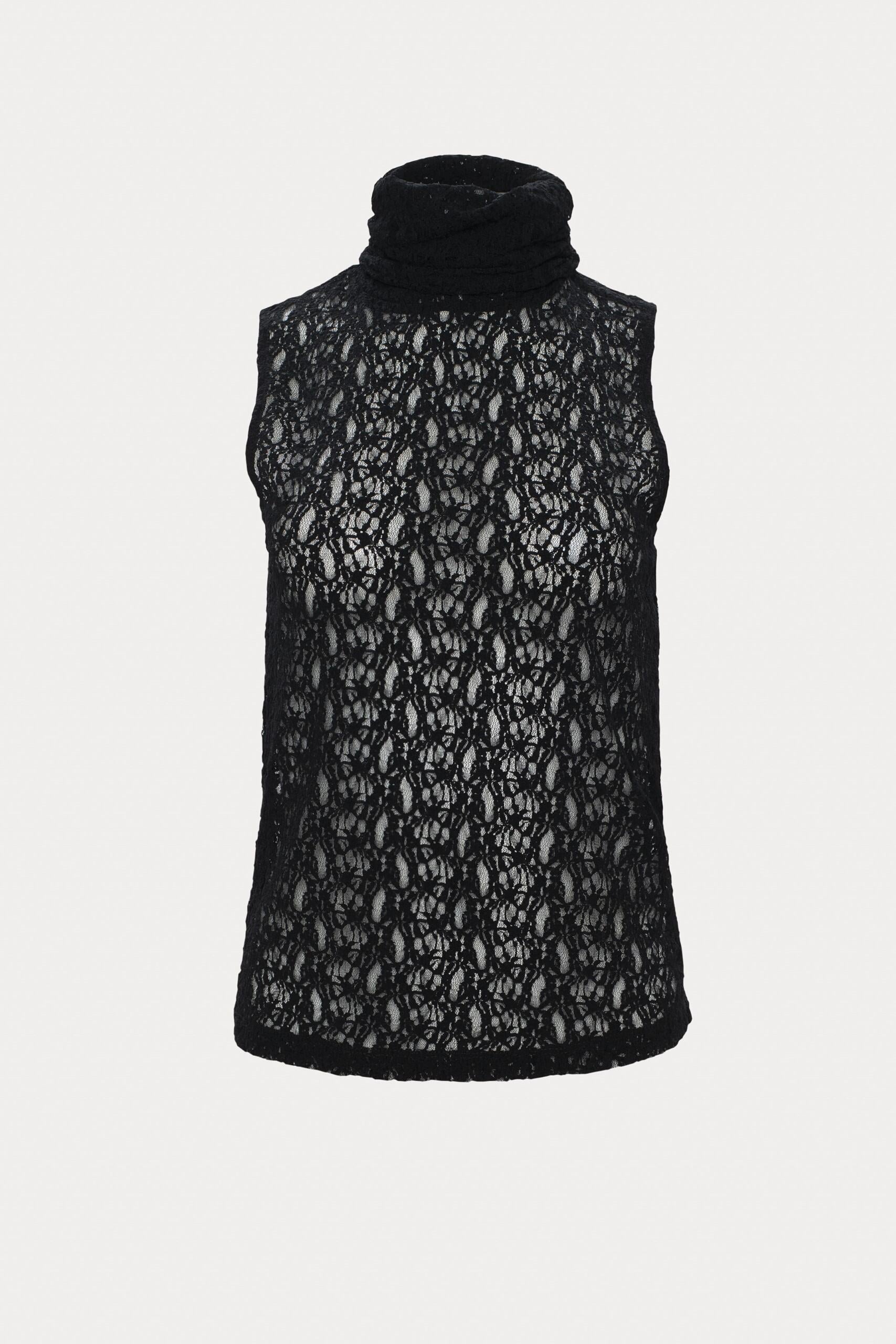 Grace | Camisole noire en dentelle transparente