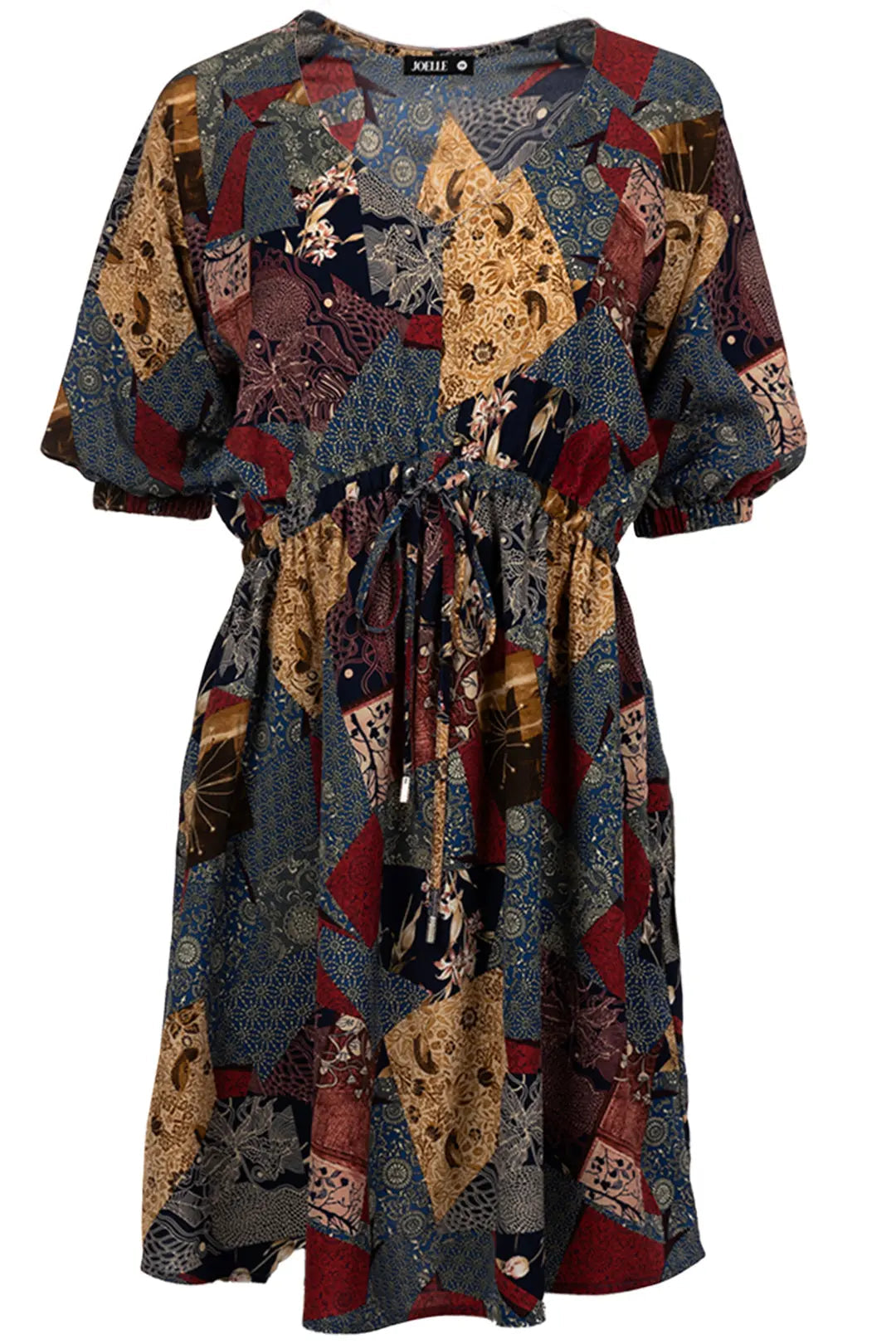 Robe courte bleue patchwork | Lizzy